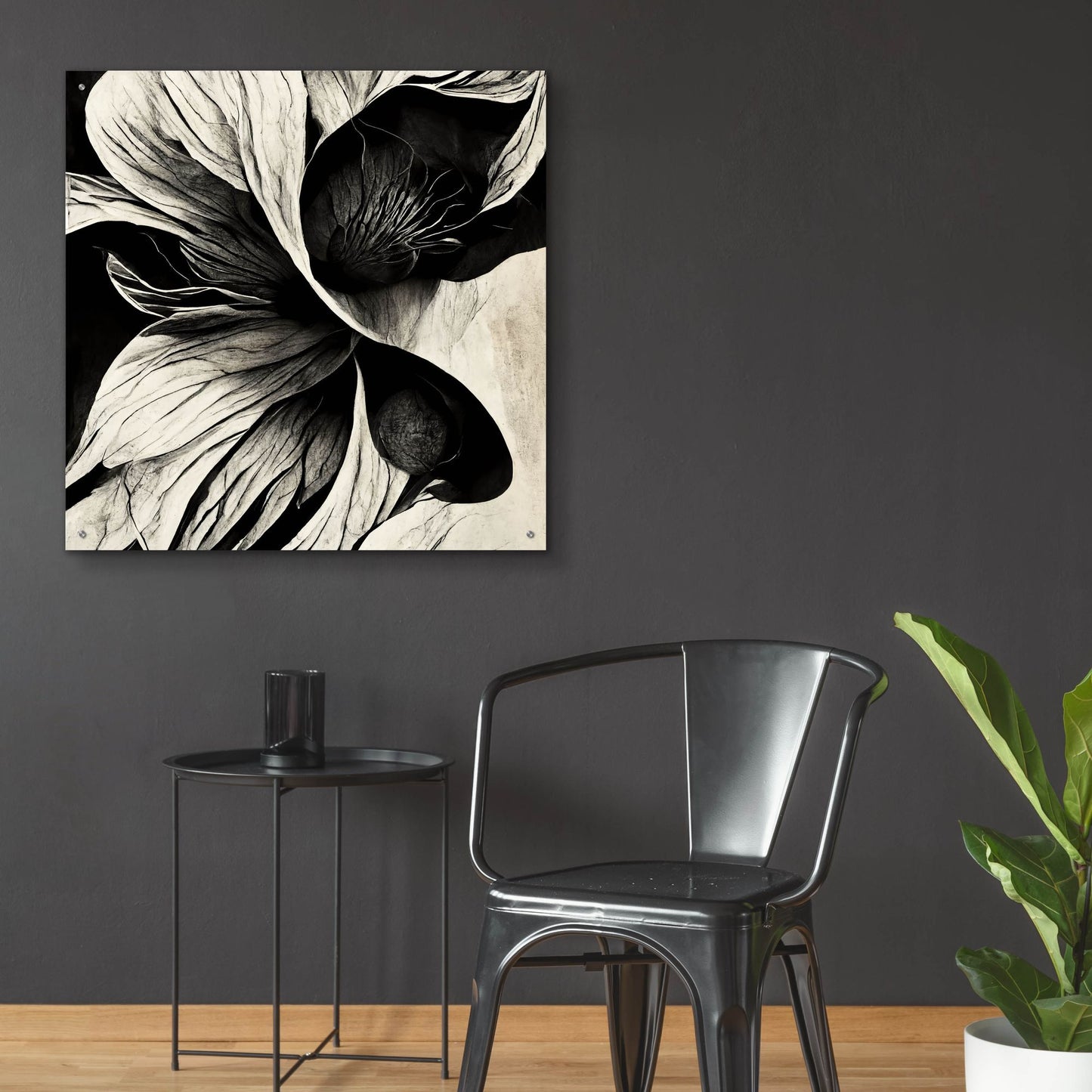 Epic Art 'Flowers Black White 20' by Ray Heere, Acrylic Glass Wall Art,36x36