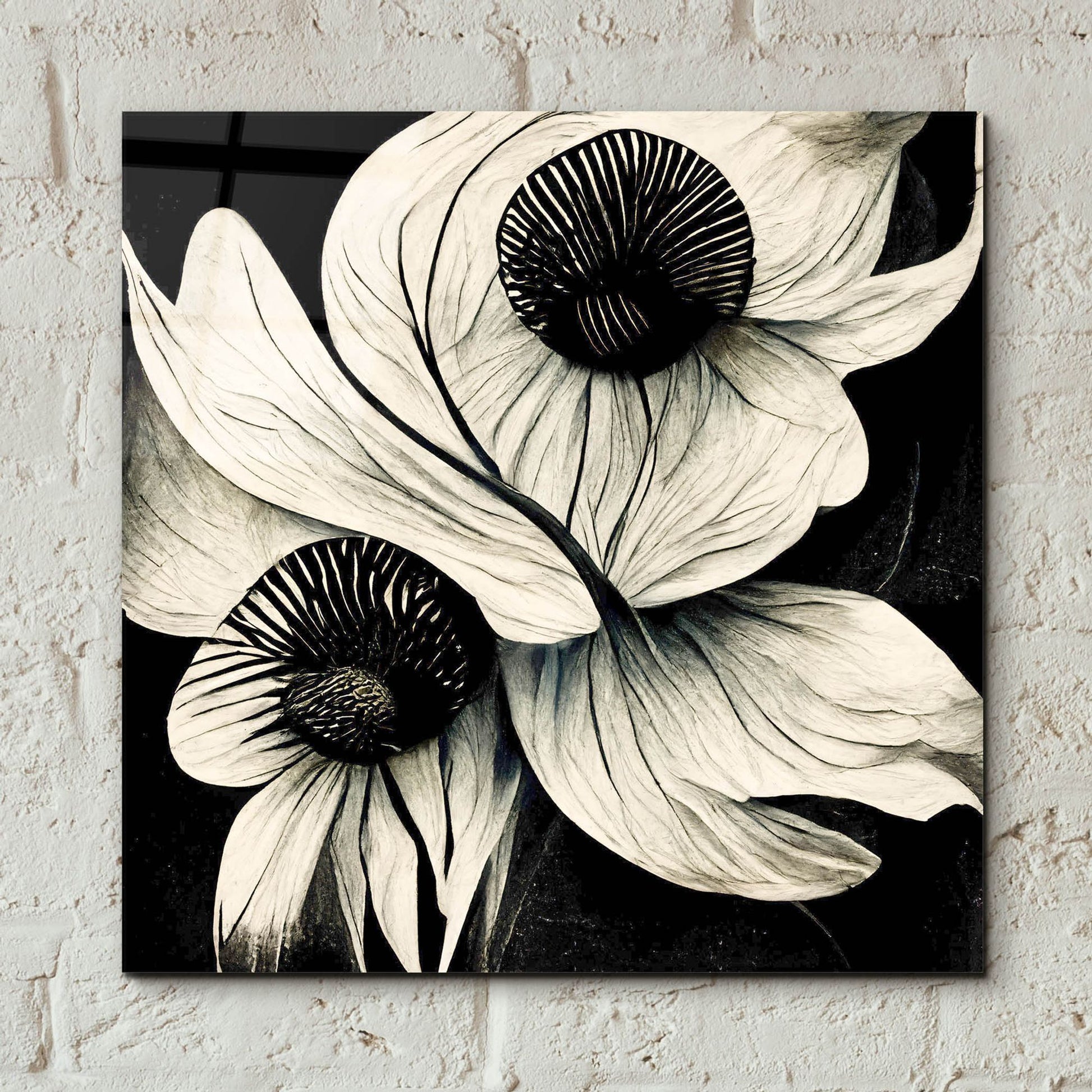 Epic Art 'Flowers Black White 21' by Ray Heere, Acrylic Glass Wall Art,12x12