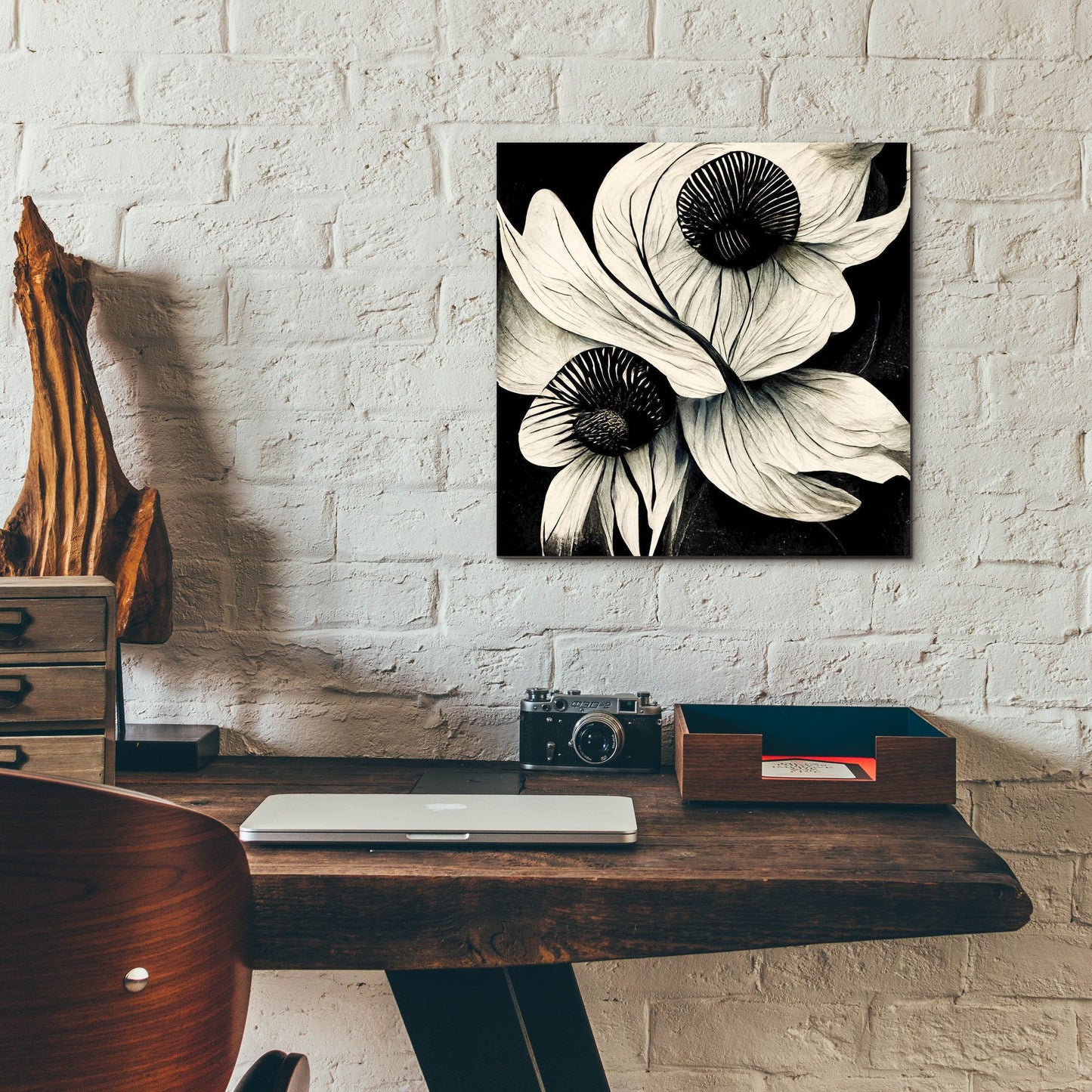 Epic Art 'Flowers Black White 21' by Ray Heere, Acrylic Glass Wall Art,12x12