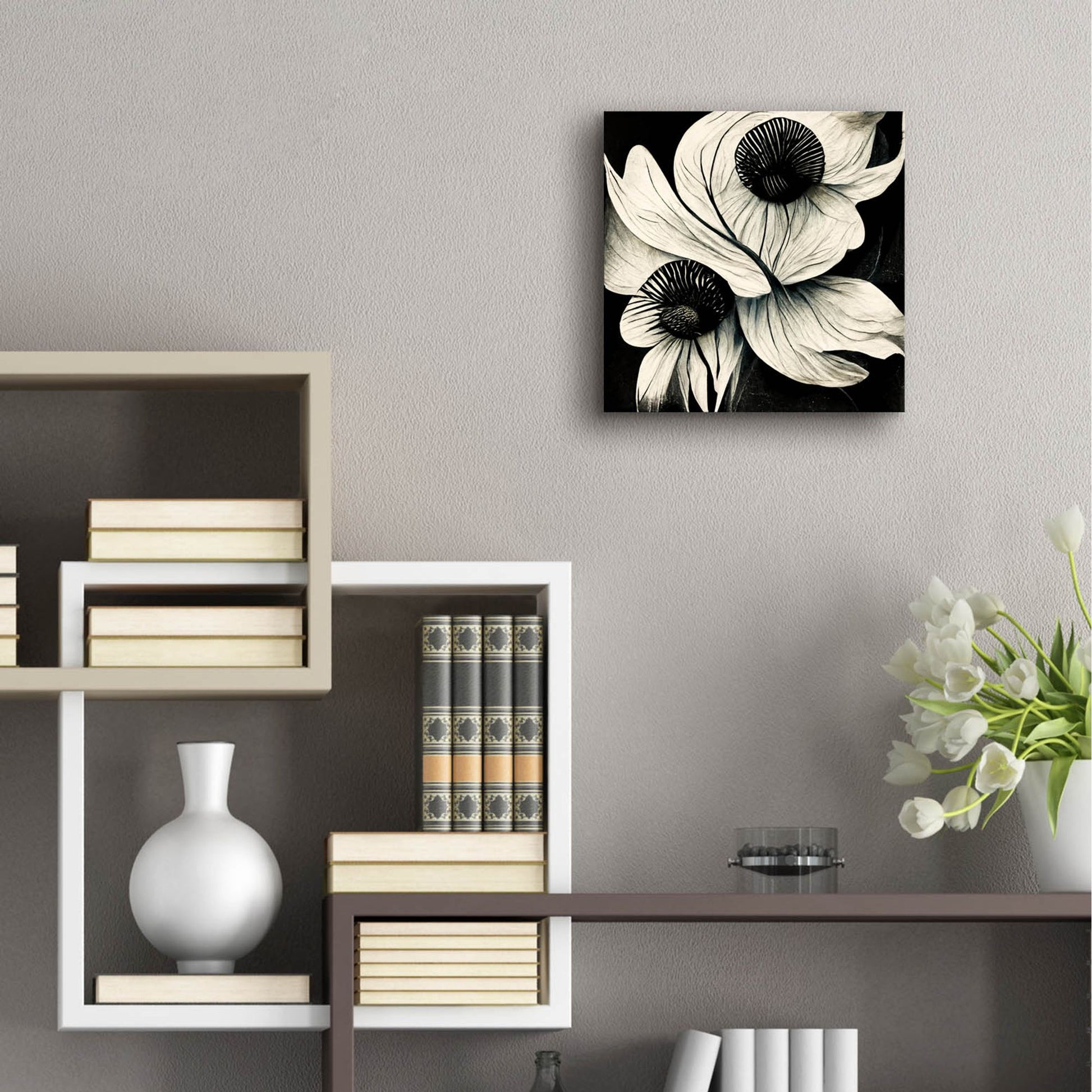 Epic Art 'Flowers Black White 21' by Ray Heere, Acrylic Glass Wall Art,12x12