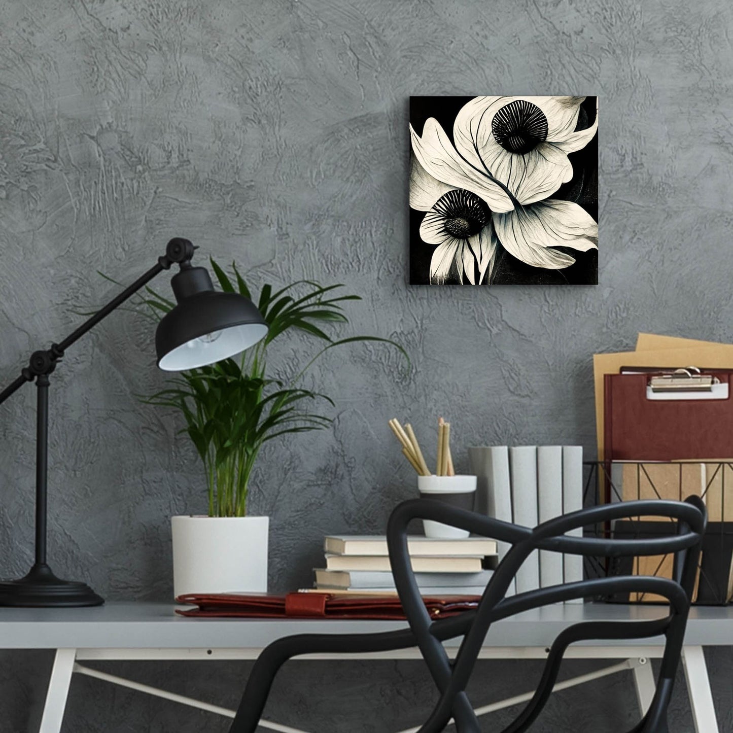 Epic Art 'Flowers Black White 21' by Ray Heere, Acrylic Glass Wall Art,12x12