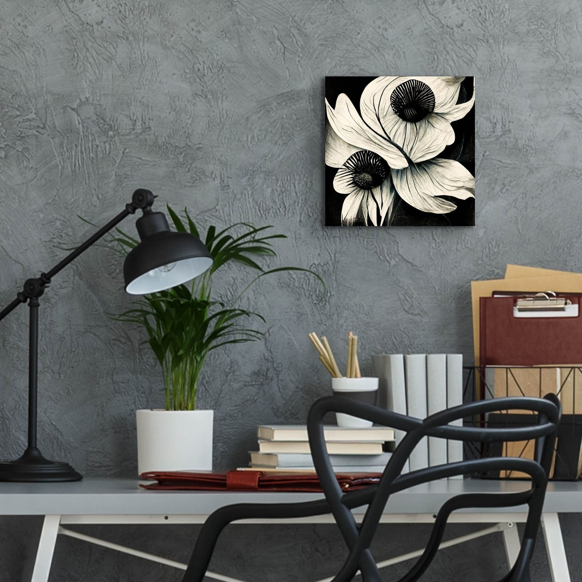 Epic Art 'Flowers Black White 21' by Ray Heere, Acrylic Glass Wall Art,12x12