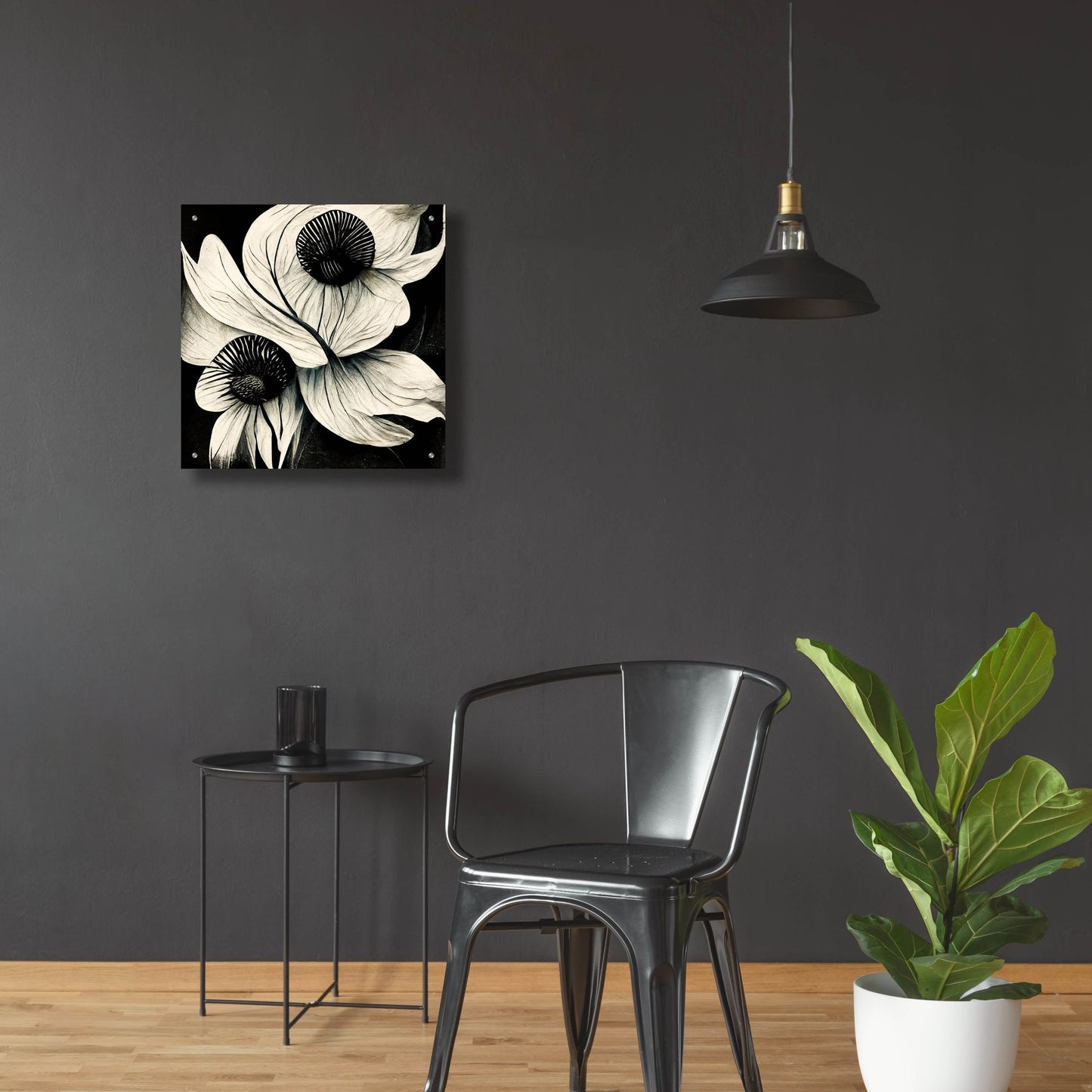 Epic Art 'Flowers Black White 21' by Ray Heere, Acrylic Glass Wall Art,24x24