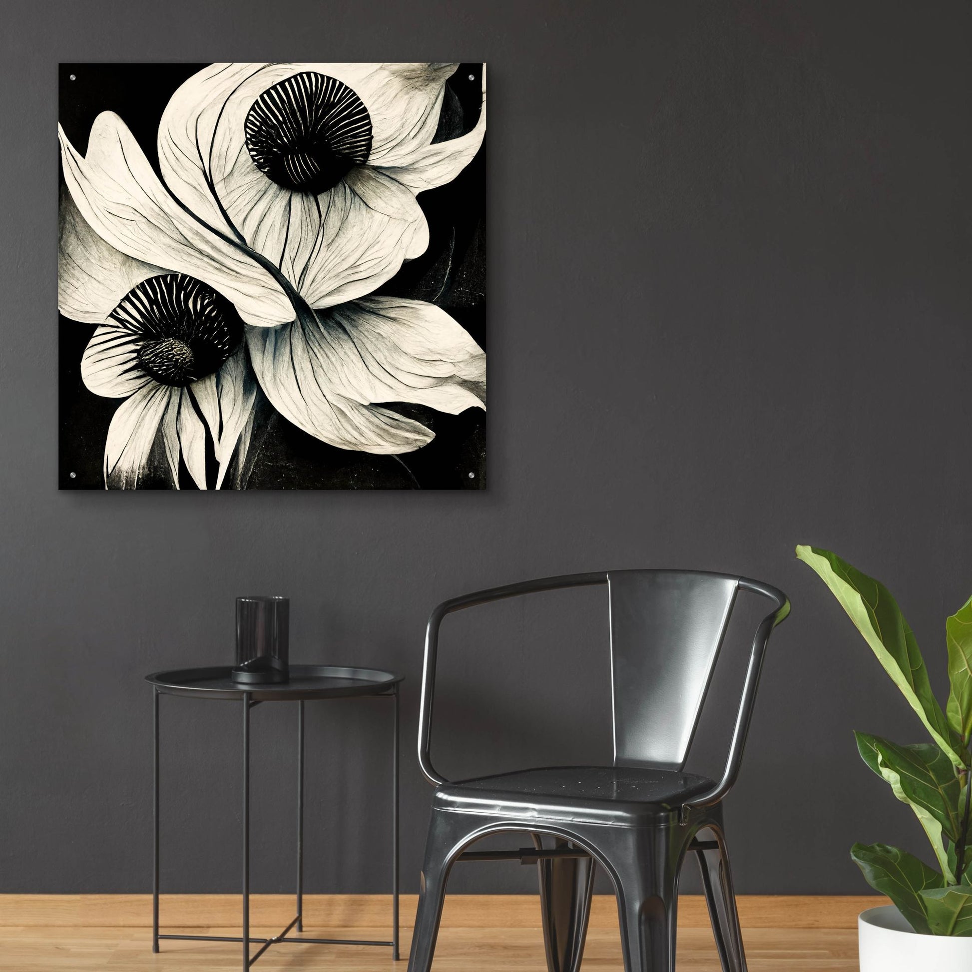 Epic Art 'Flowers Black White 21' by Ray Heere, Acrylic Glass Wall Art,36x36