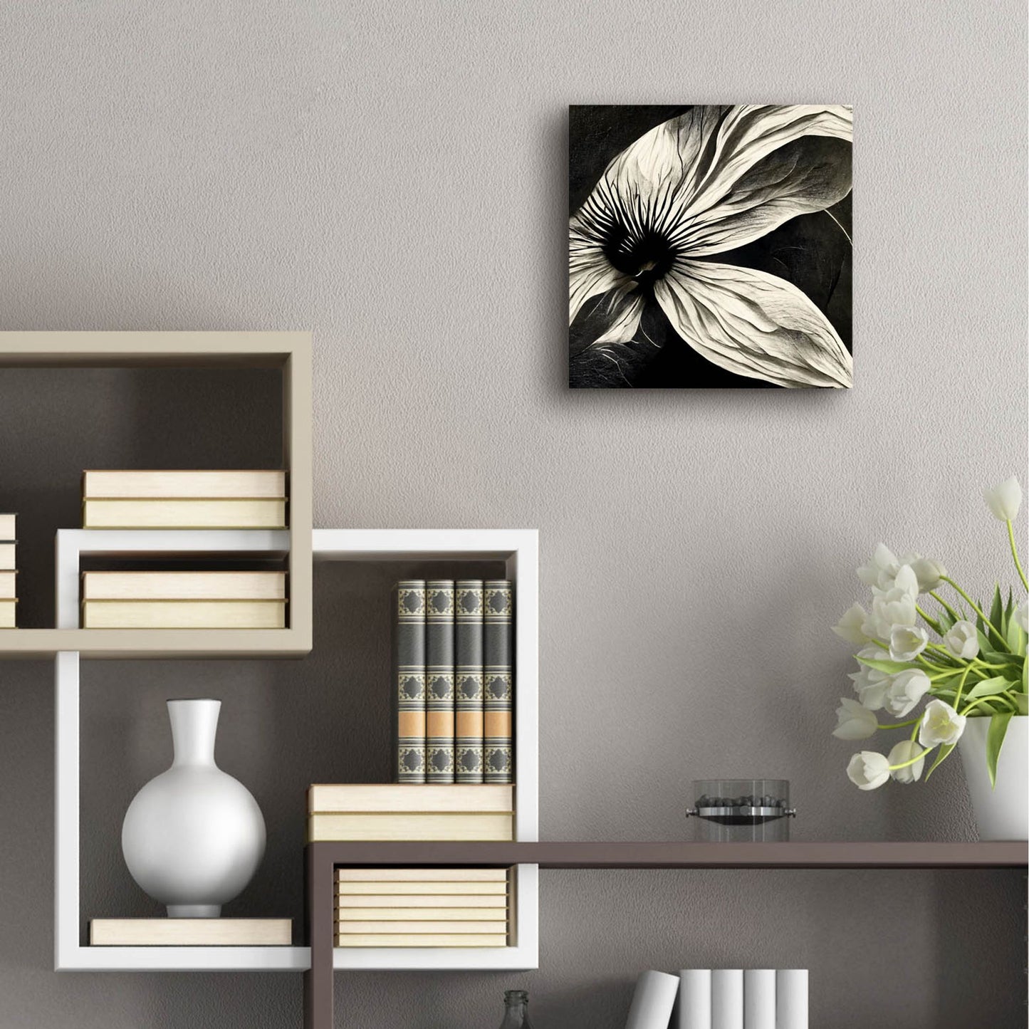 Epic Art 'Flowers Black White 22' by Ray Heere, Acrylic Glass Wall Art,12x12