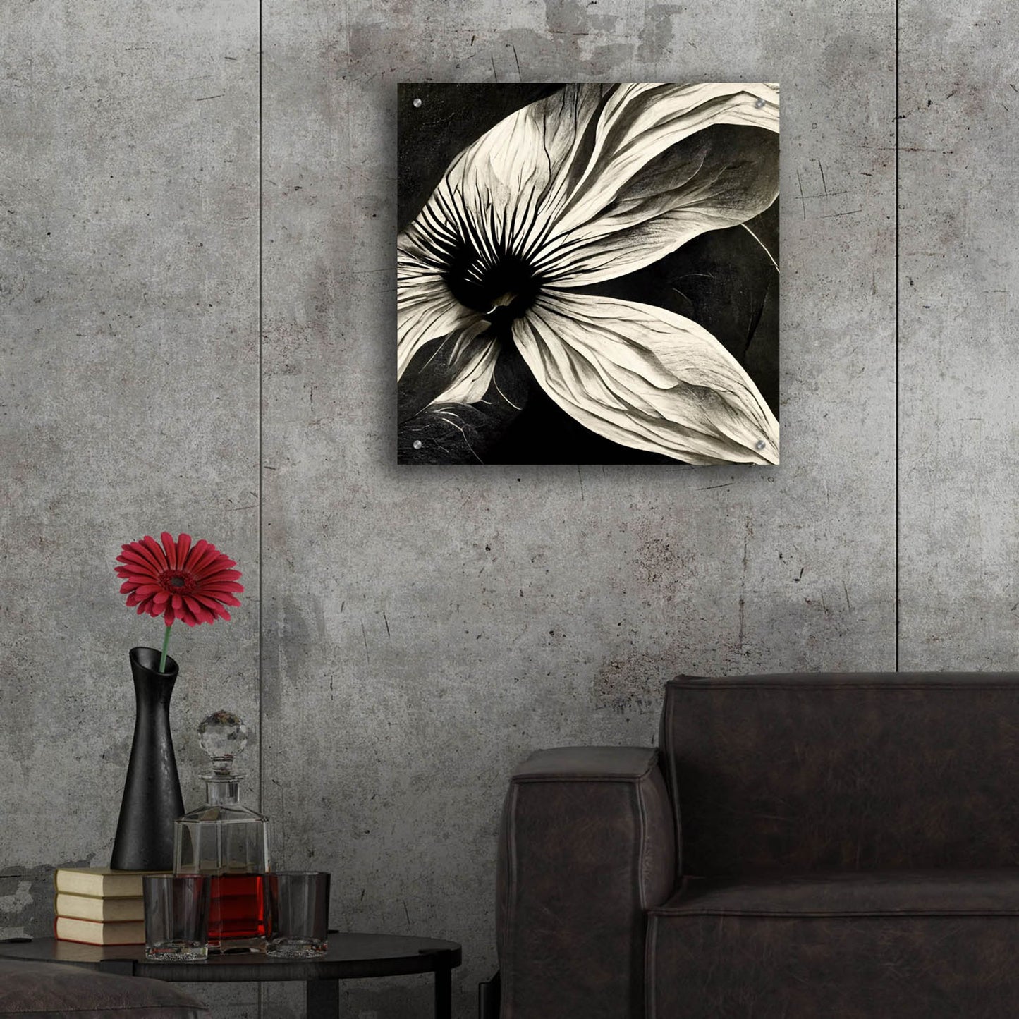 Epic Art 'Flowers Black White 22' by Ray Heere, Acrylic Glass Wall Art,24x24