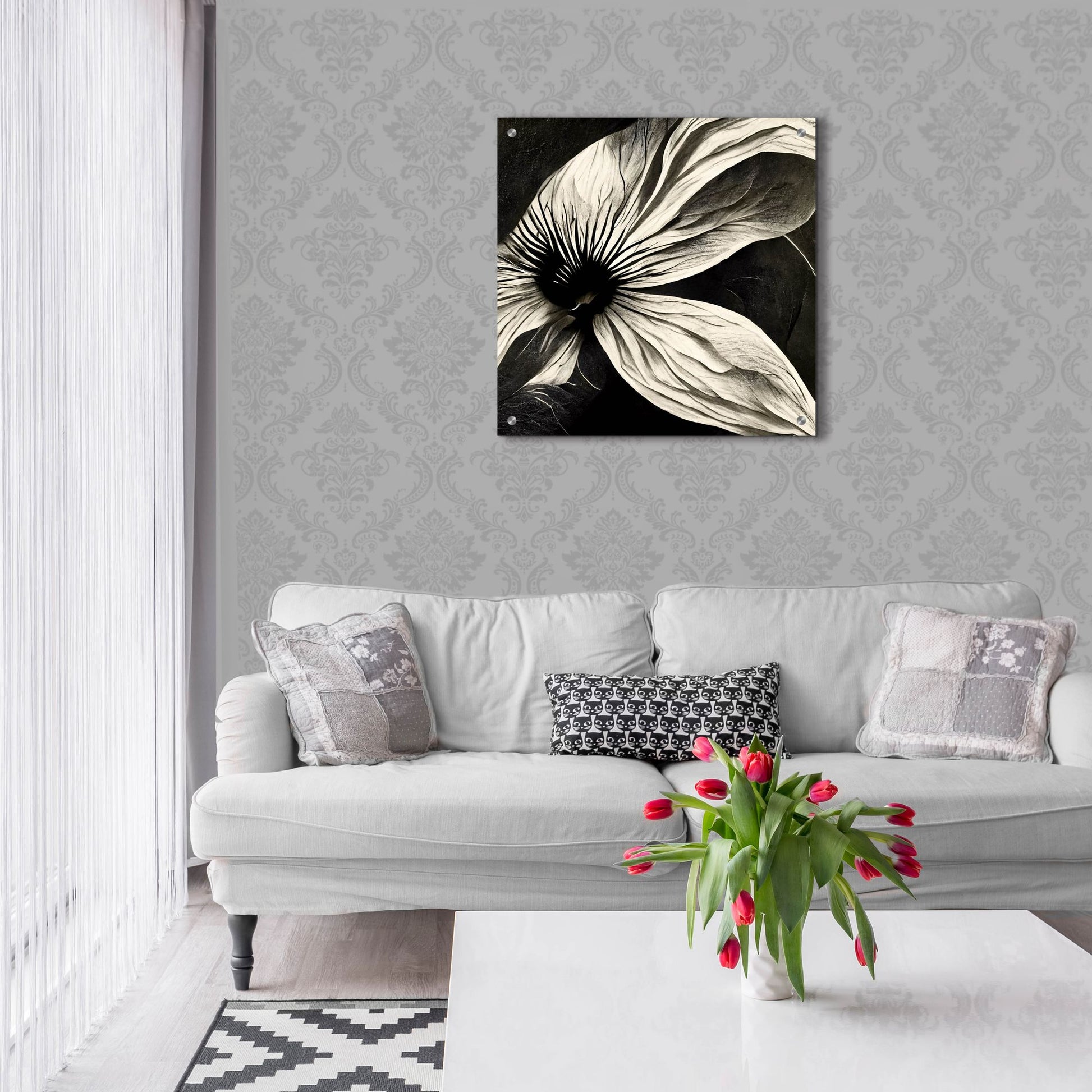 Epic Art 'Flowers Black White 22' by Ray Heere, Acrylic Glass Wall Art,24x24