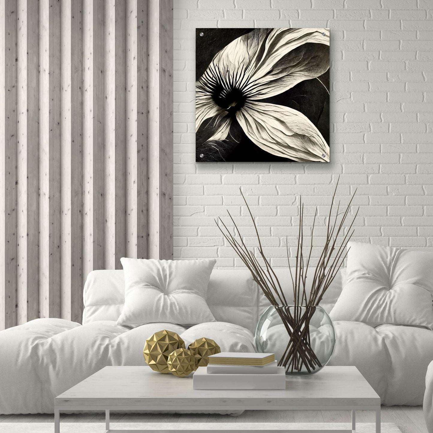 Epic Art 'Flowers Black White 22' by Ray Heere, Acrylic Glass Wall Art,24x24