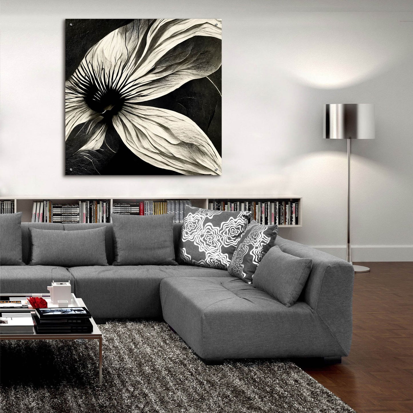 Epic Art 'Flowers Black White 22' by Ray Heere, Acrylic Glass Wall Art,36x36