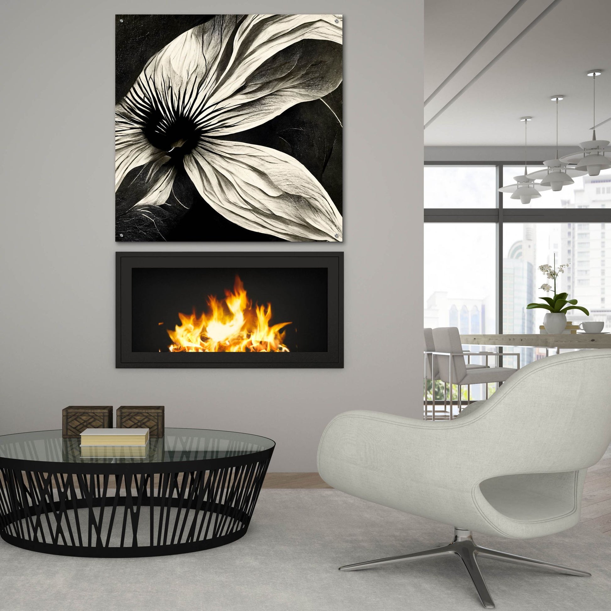 Epic Art 'Flowers Black White 22' by Ray Heere, Acrylic Glass Wall Art,36x36