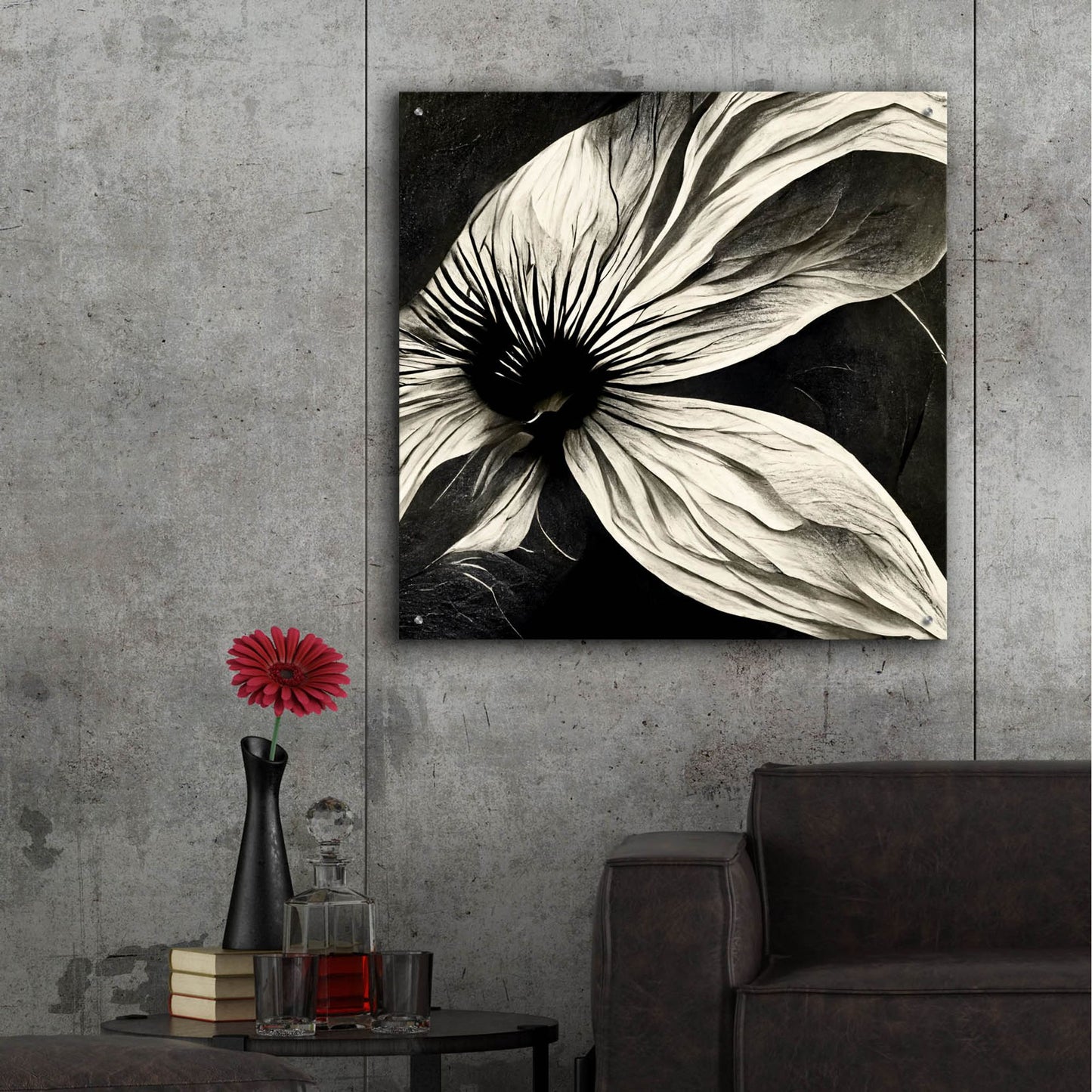 Epic Art 'Flowers Black White 22' by Ray Heere, Acrylic Glass Wall Art,36x36