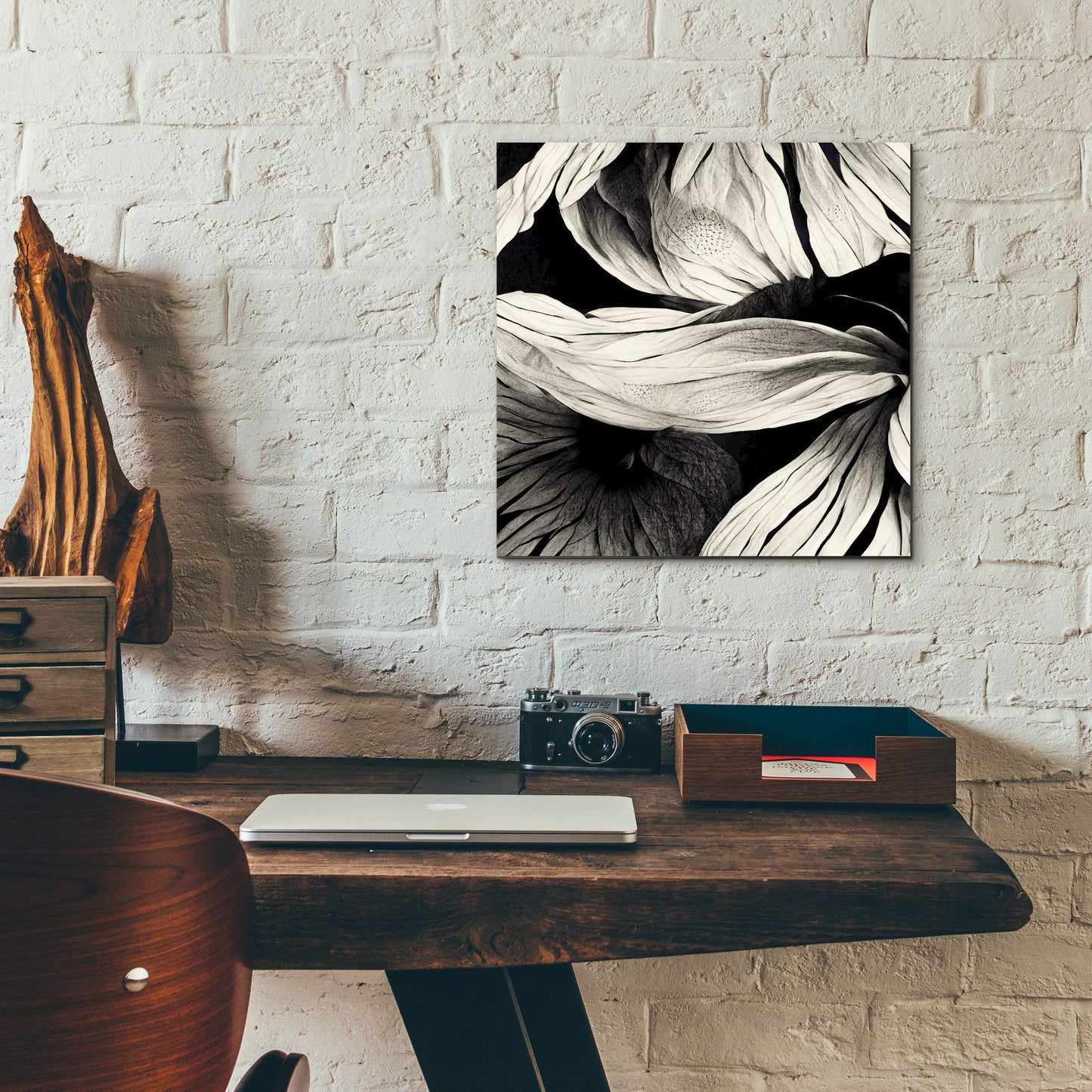 Epic Art 'Flowers Black White 23' by Ray Heere, Acrylic Glass Wall Art,12x12