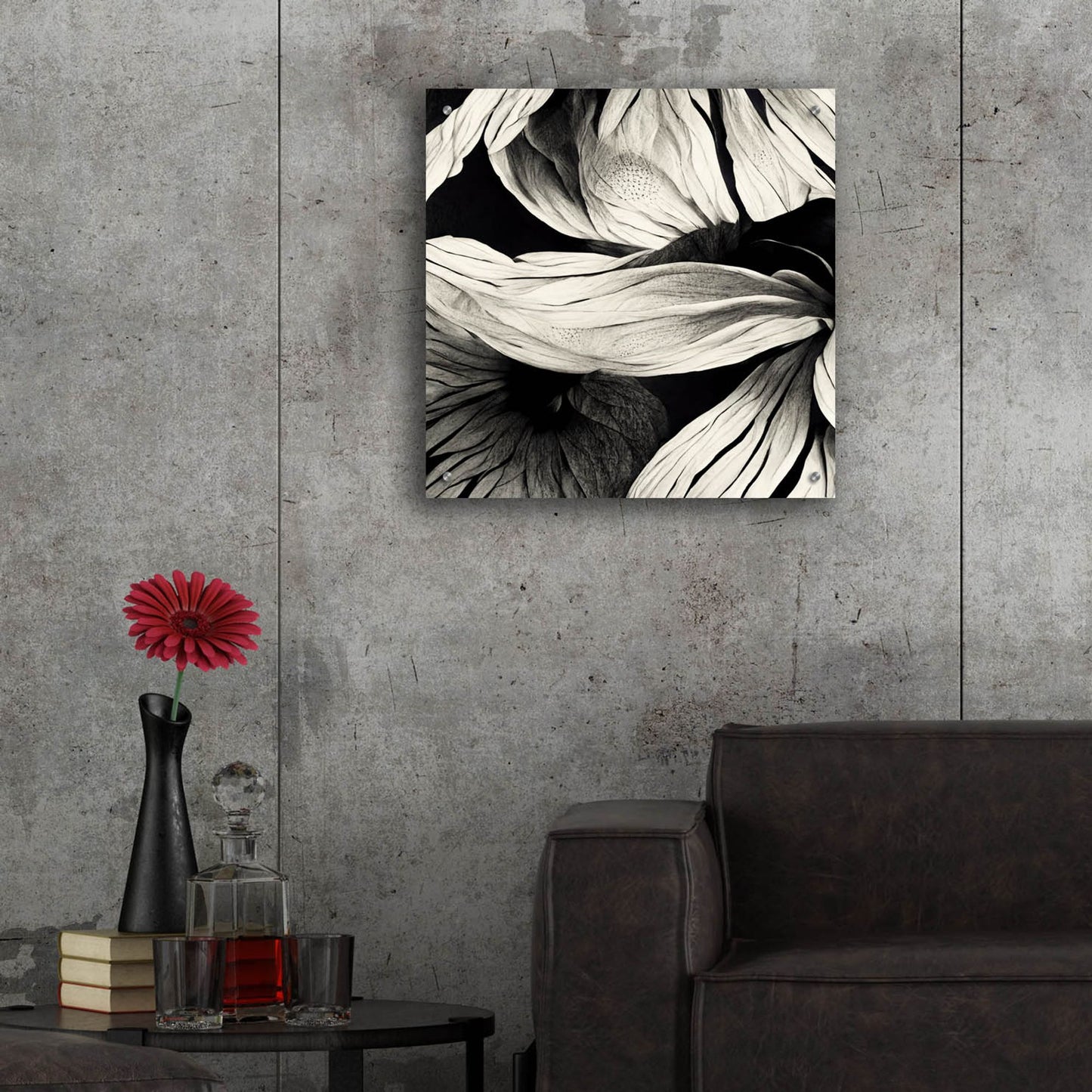 Epic Art 'Flowers Black White 23' by Ray Heere, Acrylic Glass Wall Art,24x24