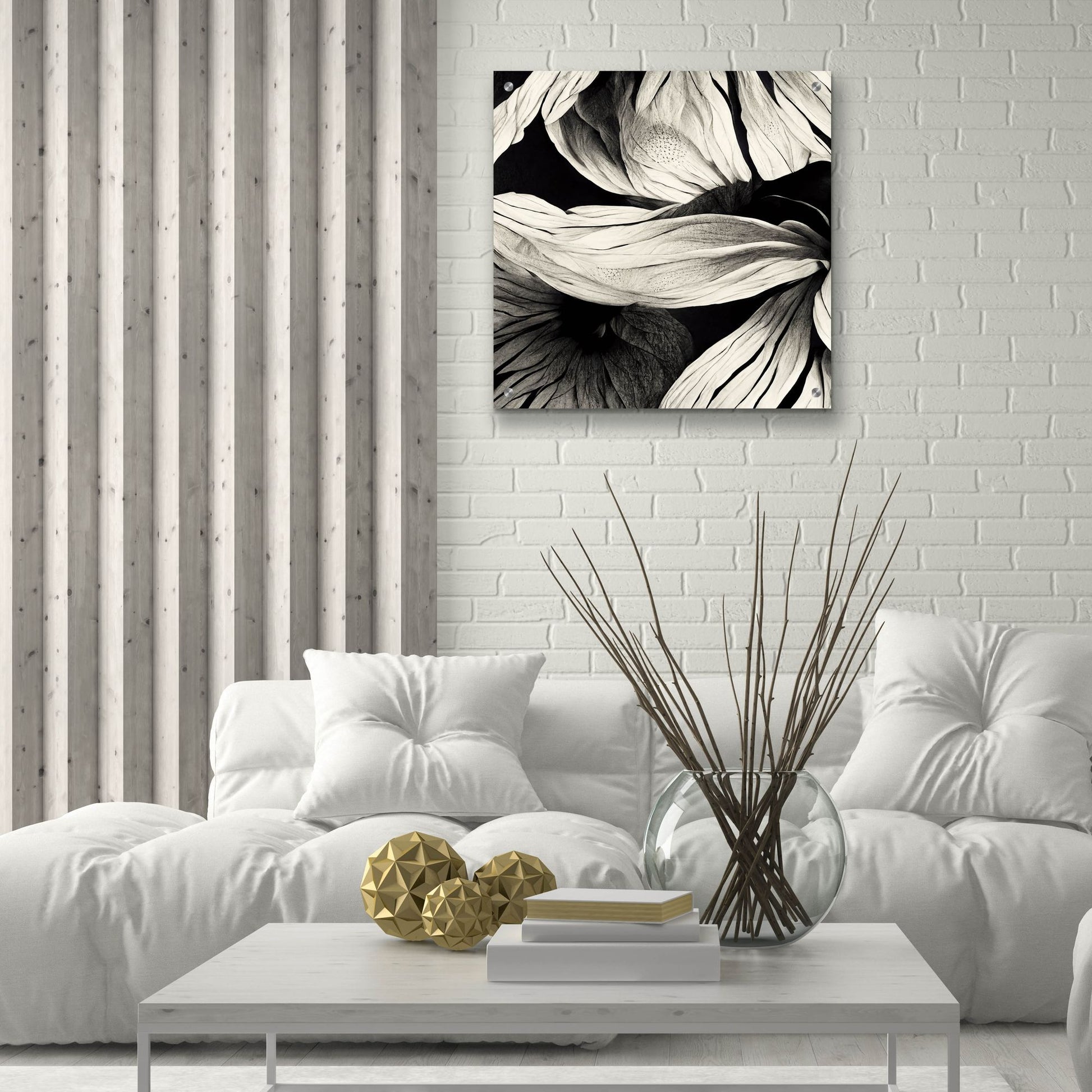 Epic Art 'Flowers Black White 23' by Ray Heere, Acrylic Glass Wall Art,24x24