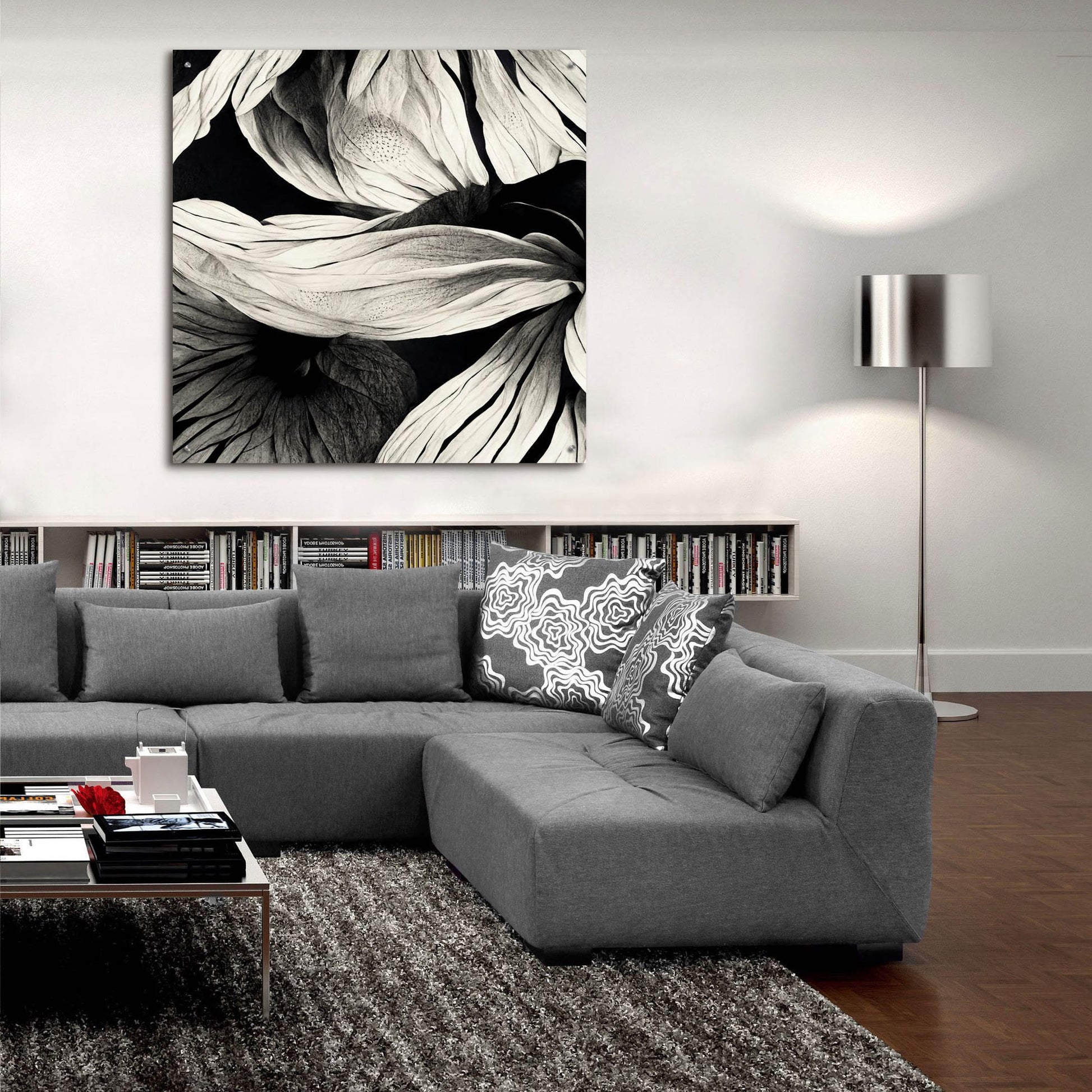 Epic Art 'Flowers Black White 23' by Ray Heere, Acrylic Glass Wall Art,36x36