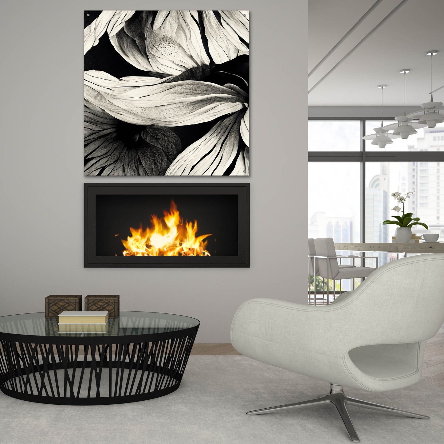 Epic Art 'Flowers Black White 23' by Ray Heere, Acrylic Glass Wall Art,36x36