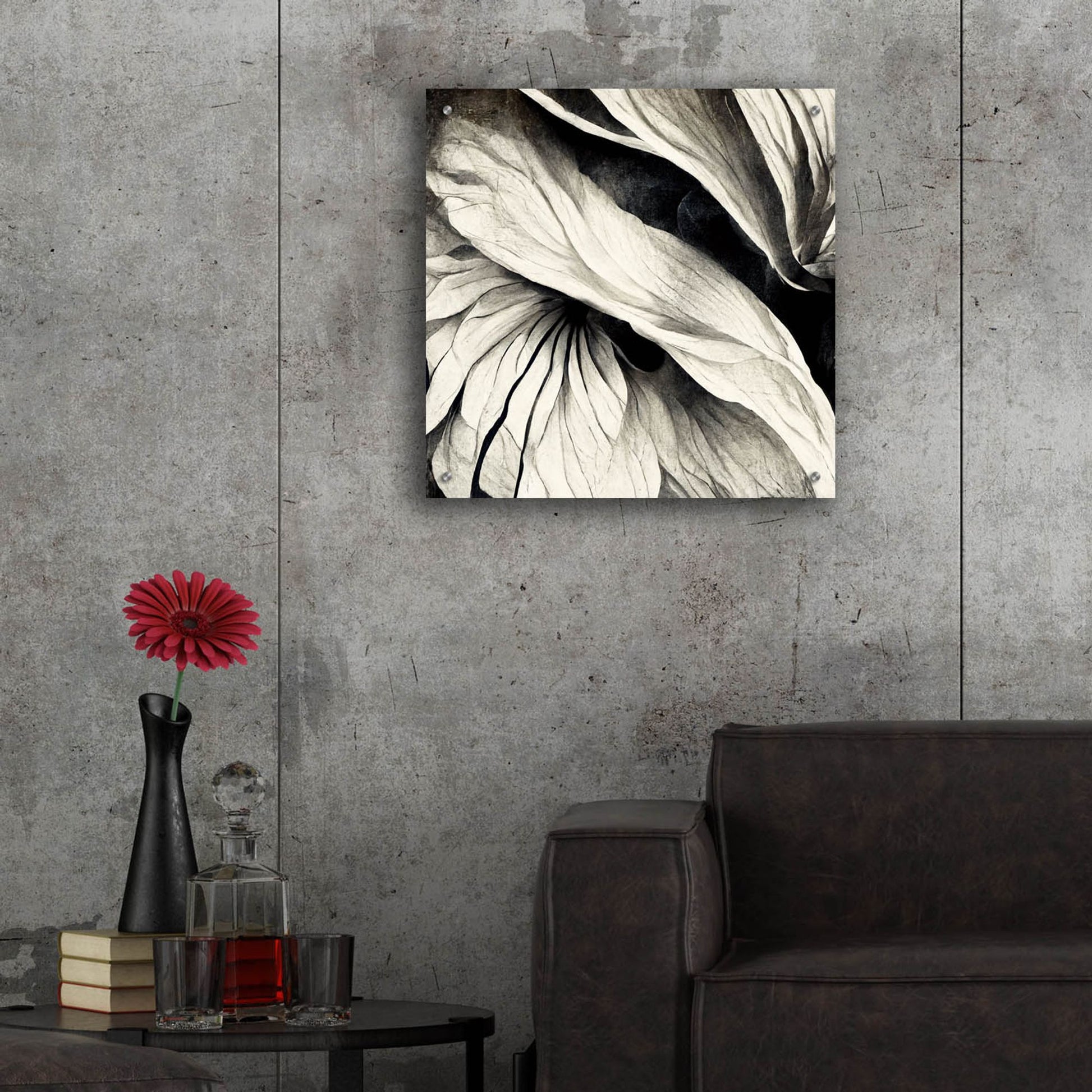 Epic Art 'Flowers Black White 24' by Ray Heere, Acrylic Glass Wall Art,24x24