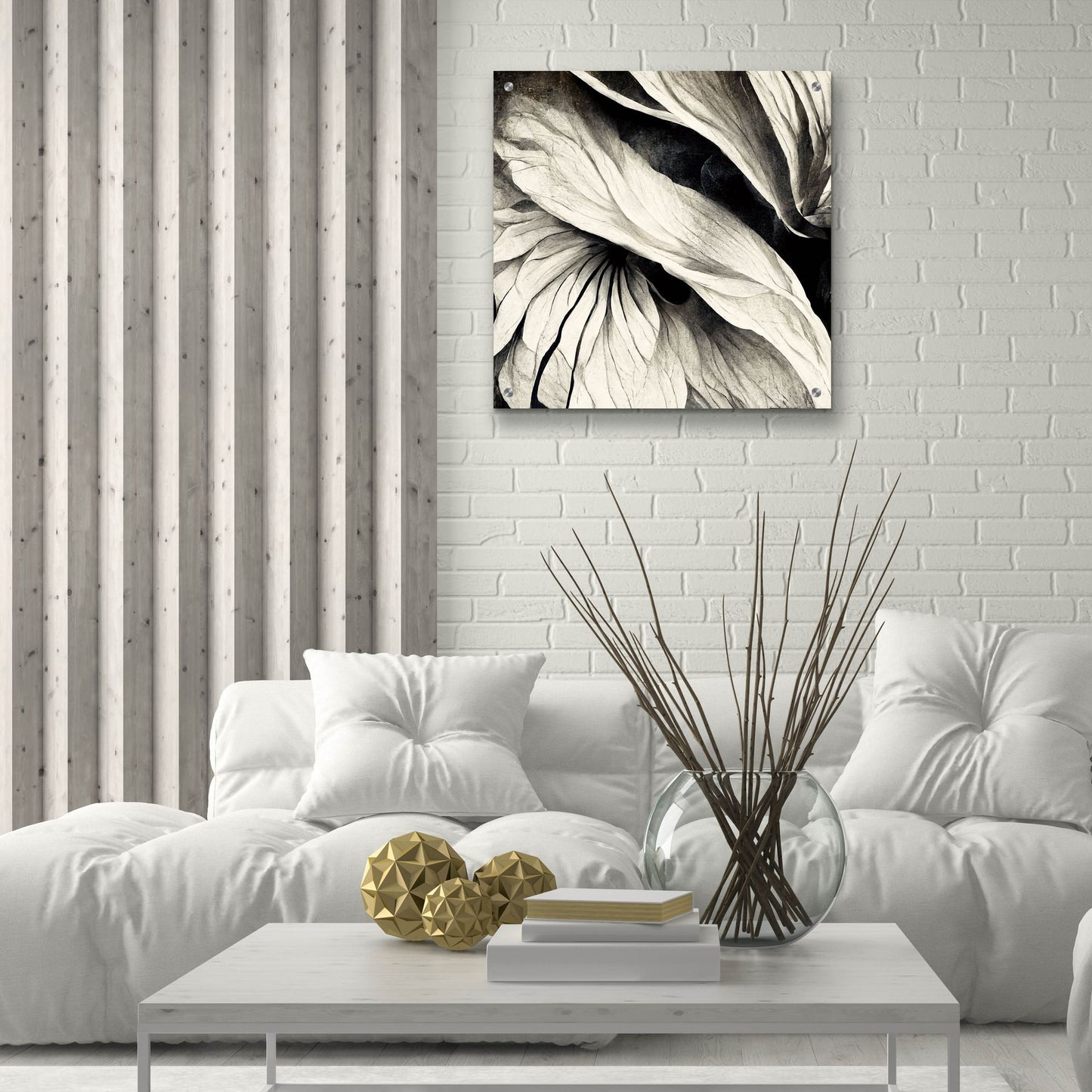 Epic Art 'Flowers Black White 24' by Ray Heere, Acrylic Glass Wall Art,24x24