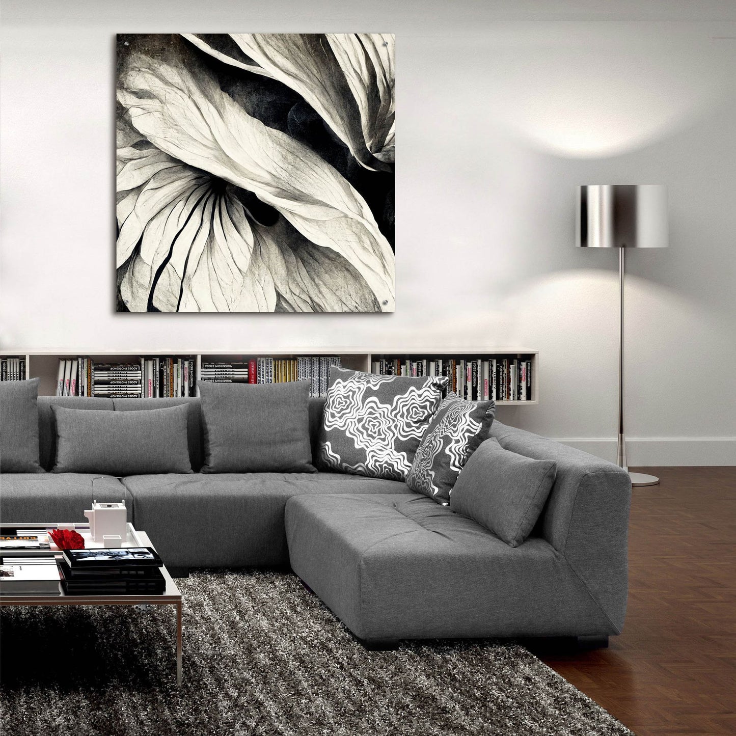 Epic Art 'Flowers Black White 24' by Ray Heere, Acrylic Glass Wall Art,36x36