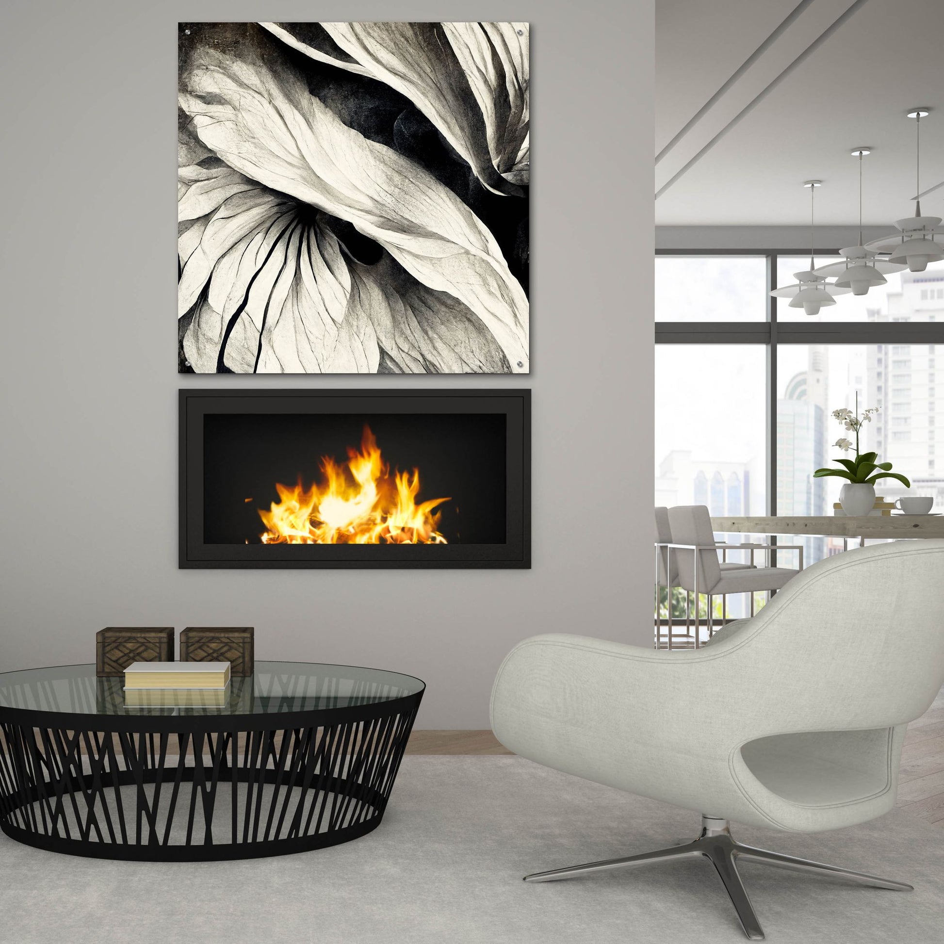 Epic Art 'Flowers Black White 24' by Ray Heere, Acrylic Glass Wall Art,36x36