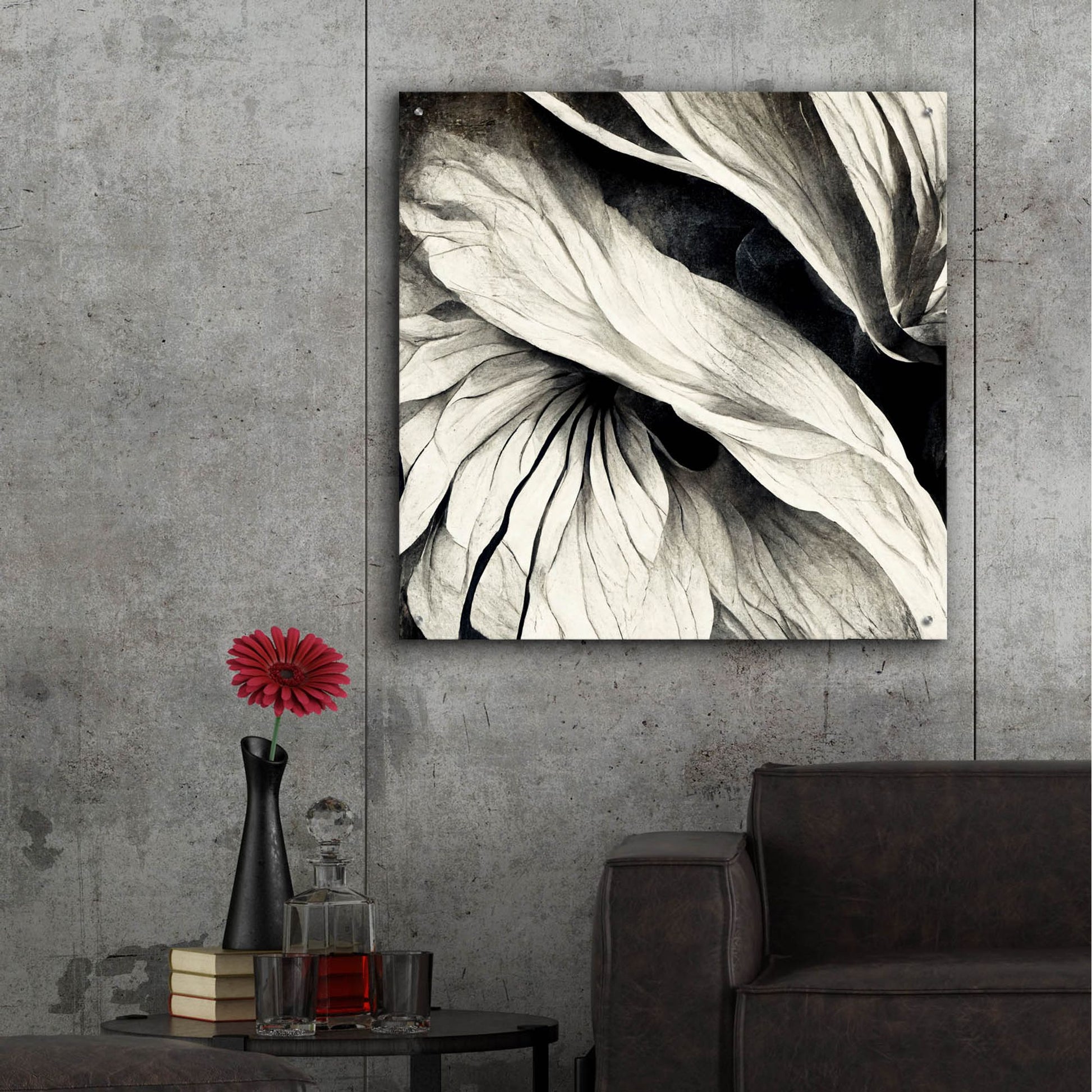 Epic Art 'Flowers Black White 24' by Ray Heere, Acrylic Glass Wall Art,36x36