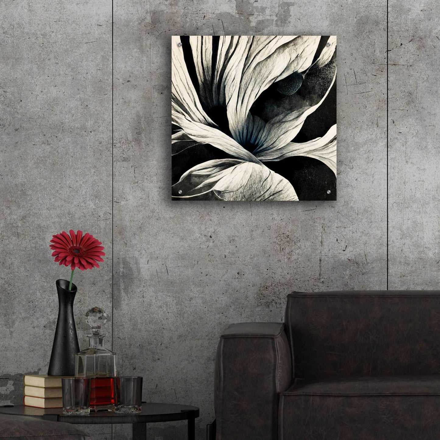 Epic Art 'Flowers Black White 25' by Ray Heere, Acrylic Glass Wall Art,24x24