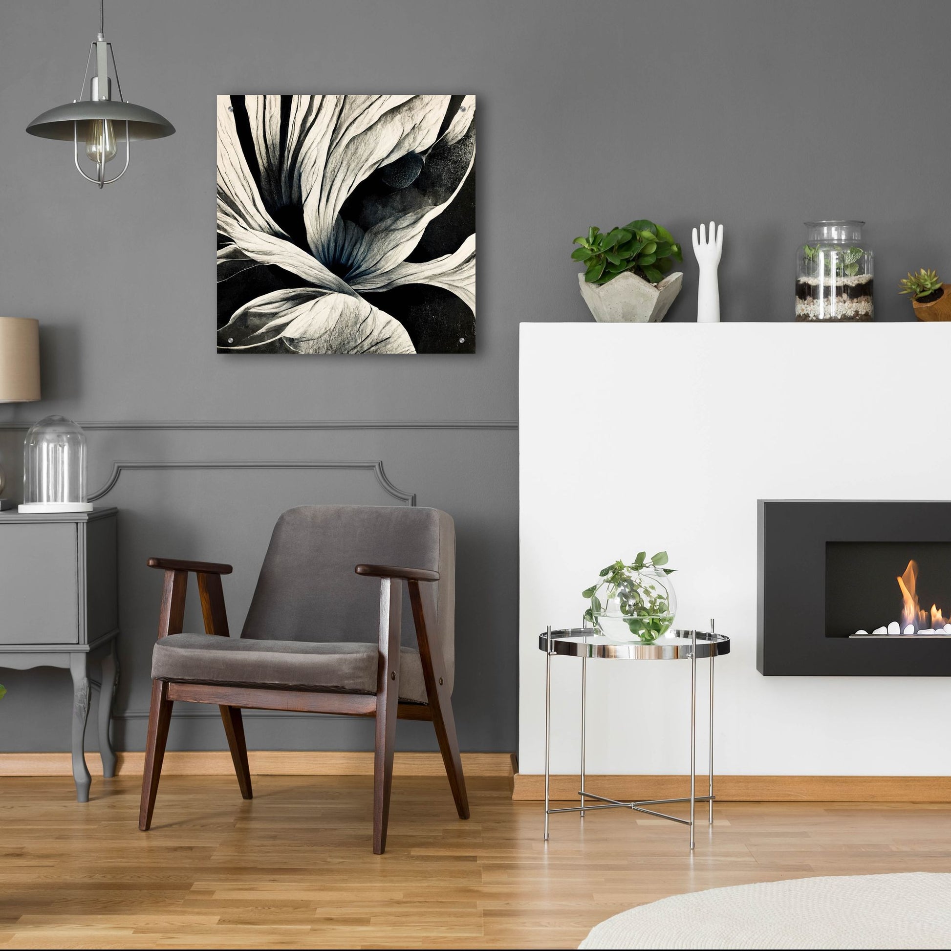 Epic Art 'Flowers Black White 25' by Ray Heere, Acrylic Glass Wall Art,24x24