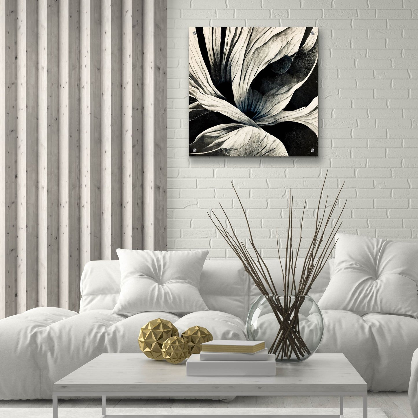 Epic Art 'Flowers Black White 25' by Ray Heere, Acrylic Glass Wall Art,24x24