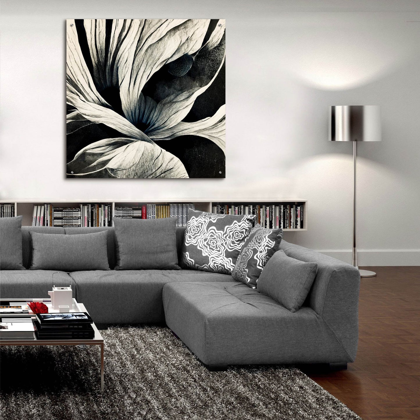 Epic Art 'Flowers Black White 25' by Ray Heere, Acrylic Glass Wall Art,36x36