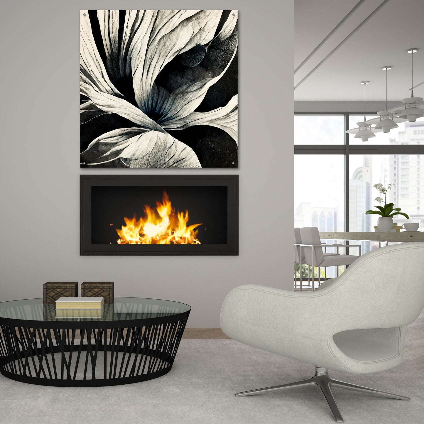 Epic Art 'Flowers Black White 25' by Ray Heere, Acrylic Glass Wall Art,36x36