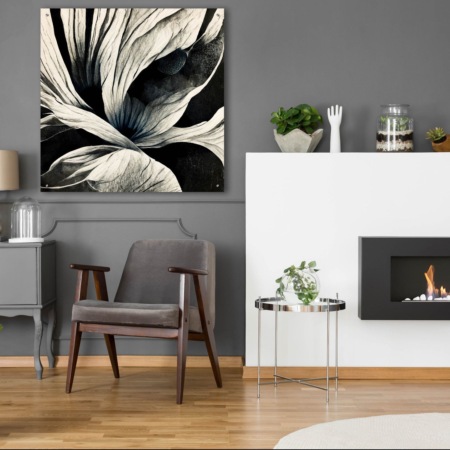 Epic Art 'Flowers Black White 25' by Ray Heere, Acrylic Glass Wall Art,36x36