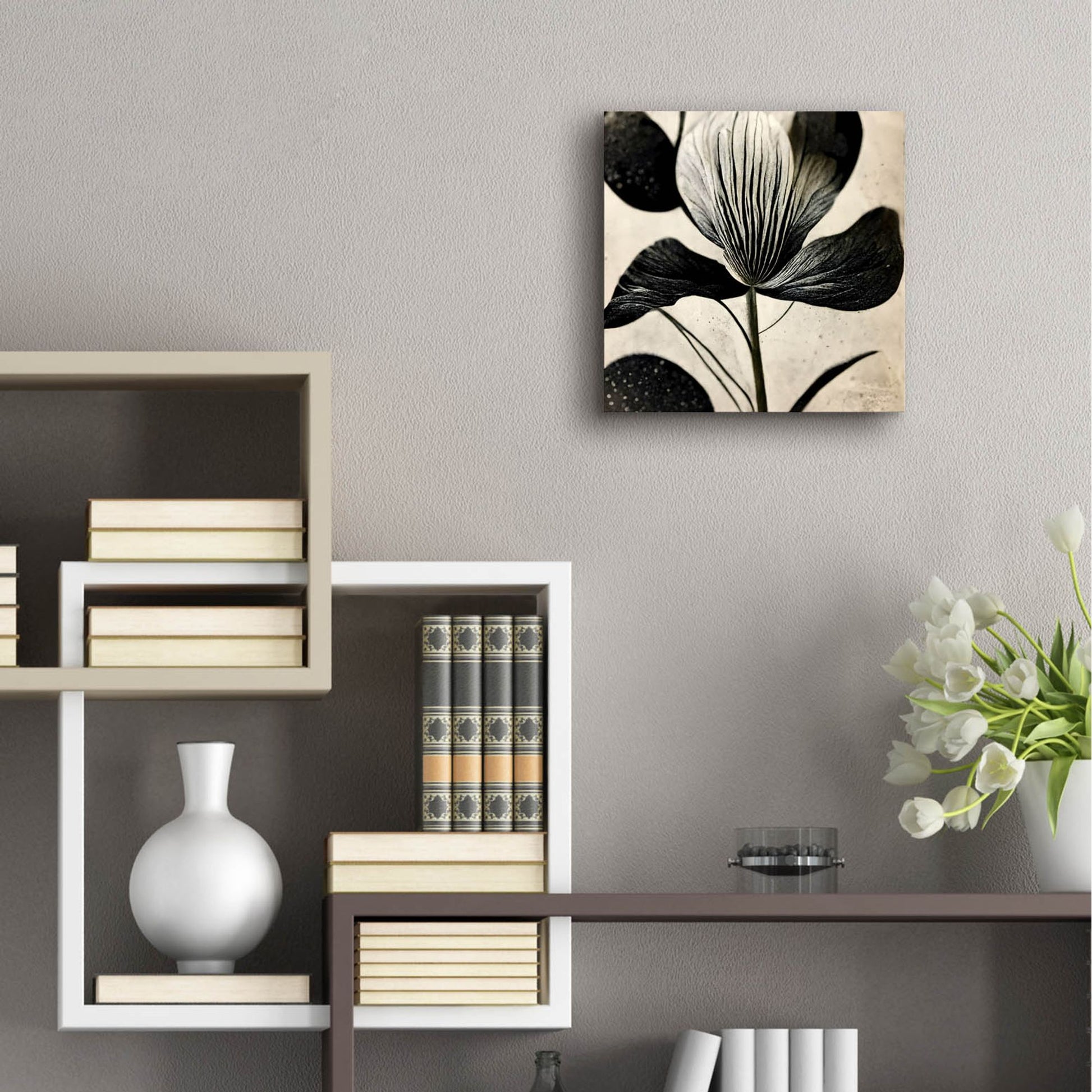 Epic Art 'Flowers Black White 26' by Ray Heere, Acrylic Glass Wall Art,12x12