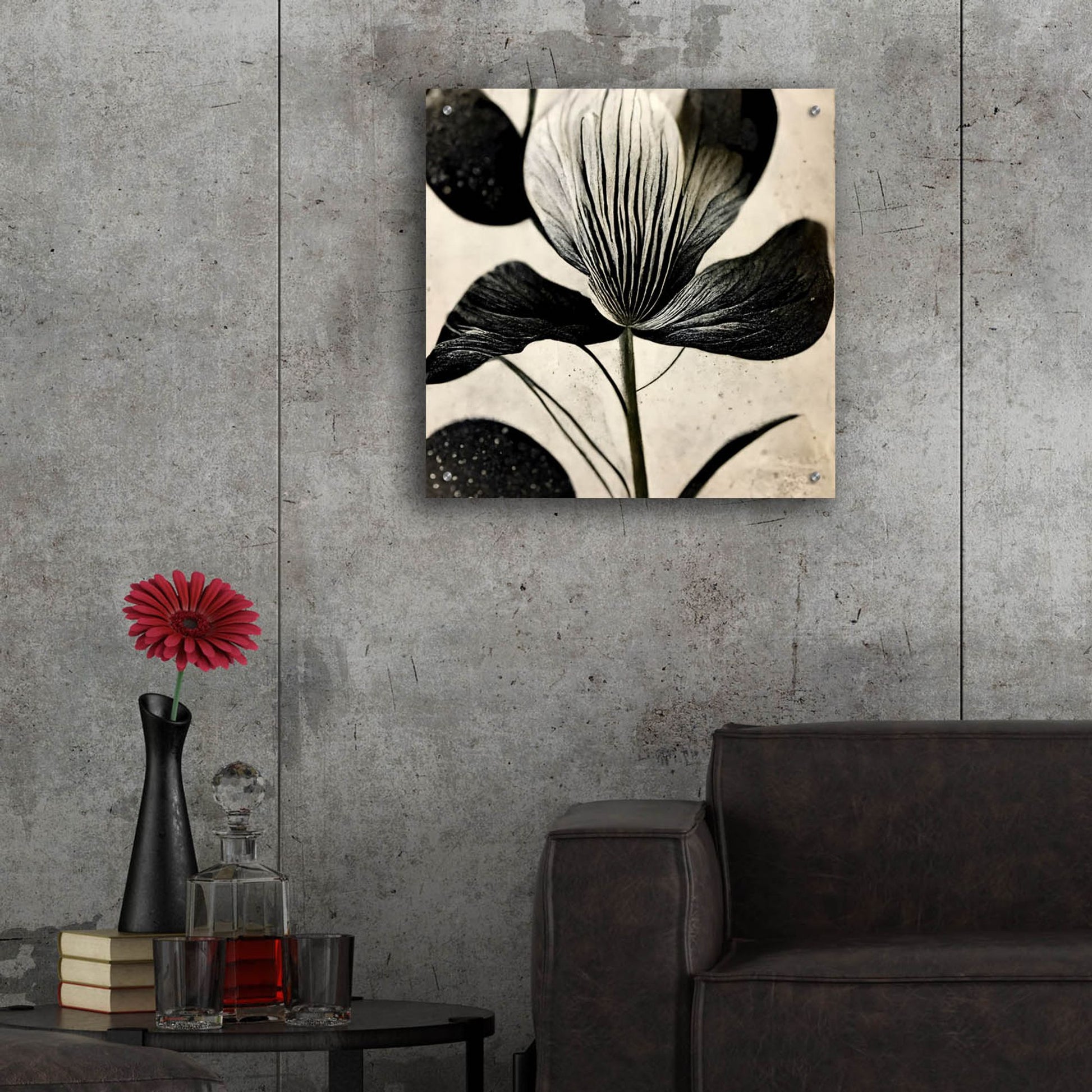 Epic Art 'Flowers Black White 26' by Ray Heere, Acrylic Glass Wall Art,24x24