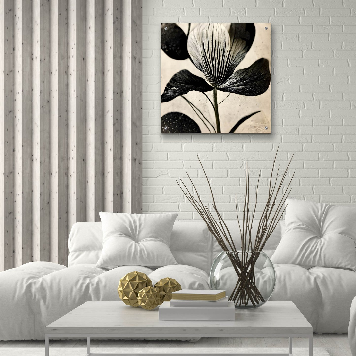 Epic Art 'Flowers Black White 26' by Ray Heere, Acrylic Glass Wall Art,24x24