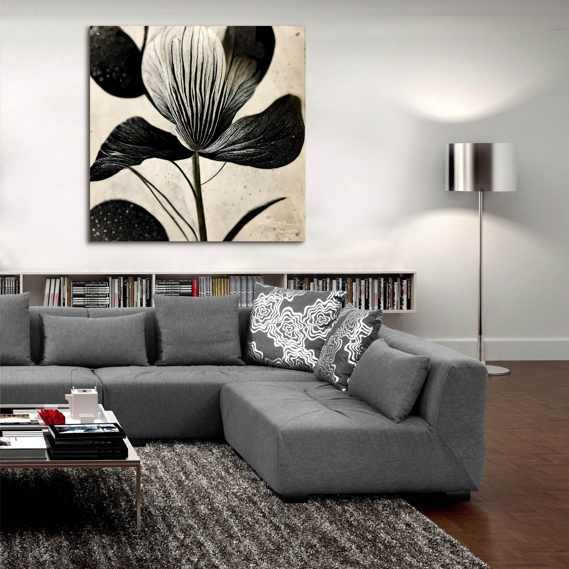 Epic Art 'Flowers Black White 26' by Ray Heere, Acrylic Glass Wall Art,36x36