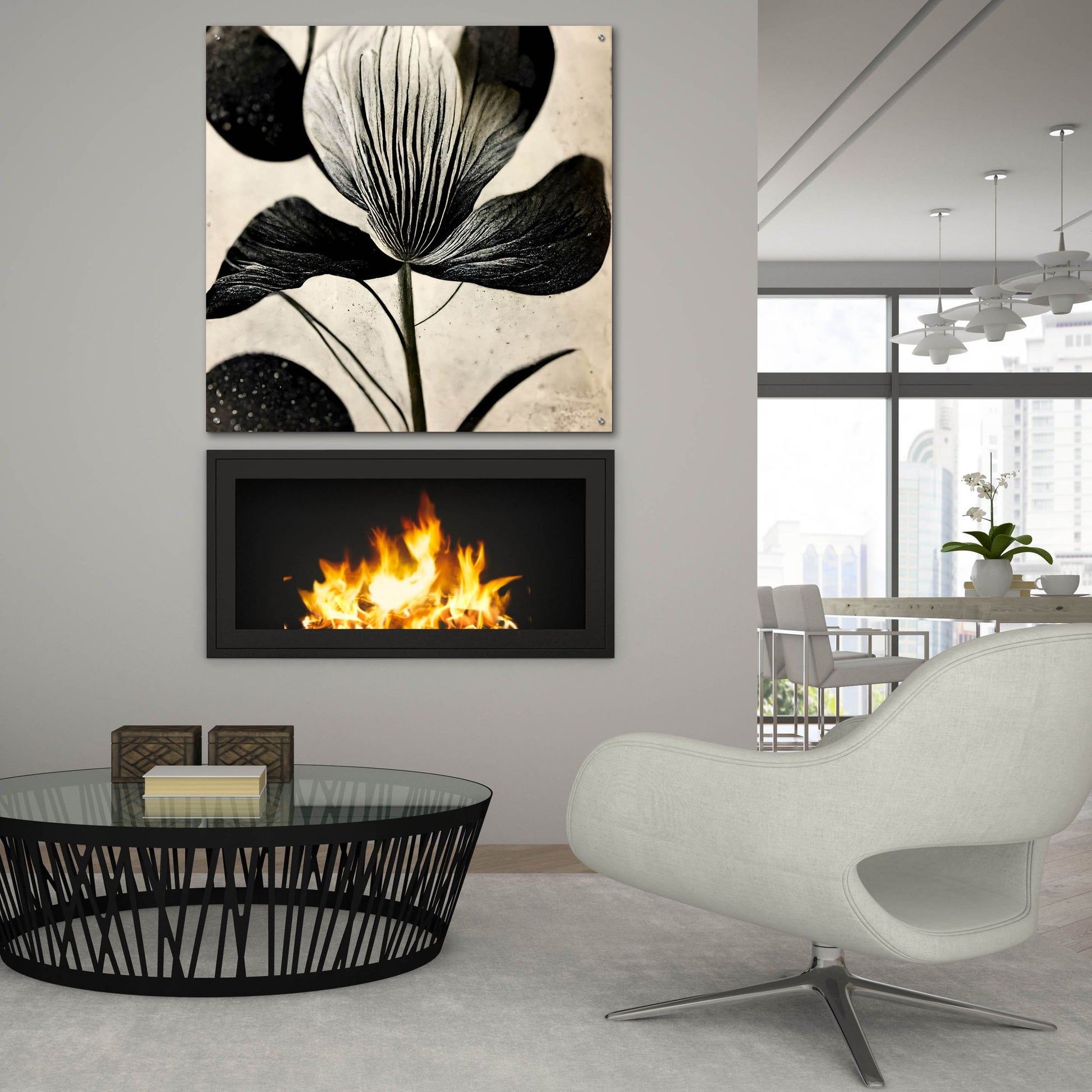 Epic Art 'Flowers Black White 26' by Ray Heere, Acrylic Glass Wall Art,36x36