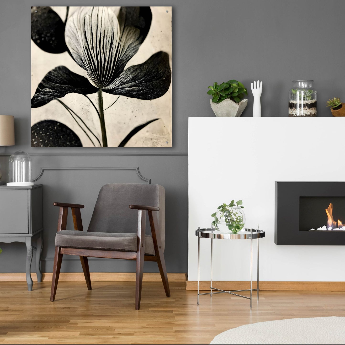 Epic Art 'Flowers Black White 26' by Ray Heere, Acrylic Glass Wall Art,36x36