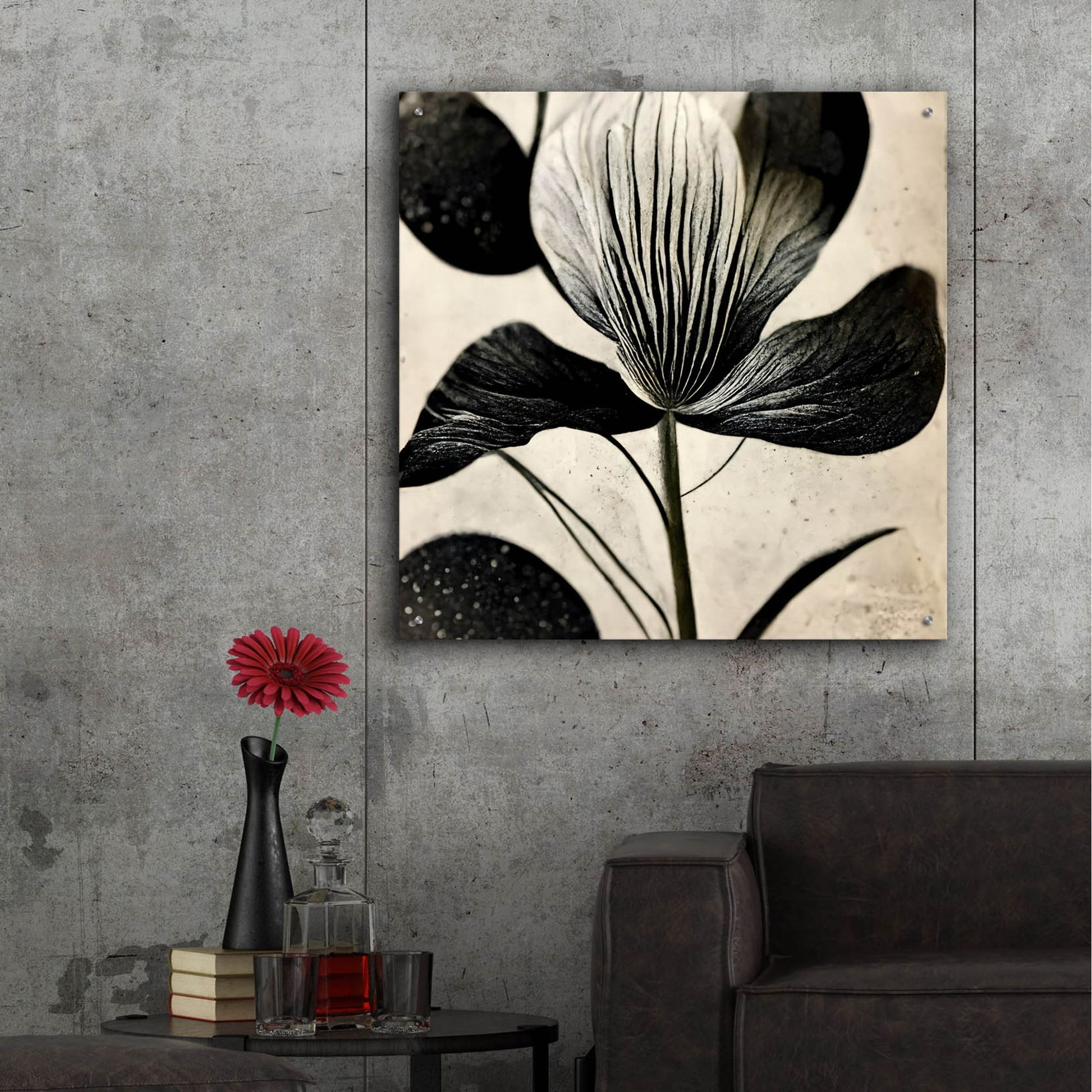 Epic Art 'Flowers Black White 26' by Ray Heere, Acrylic Glass Wall Art,36x36