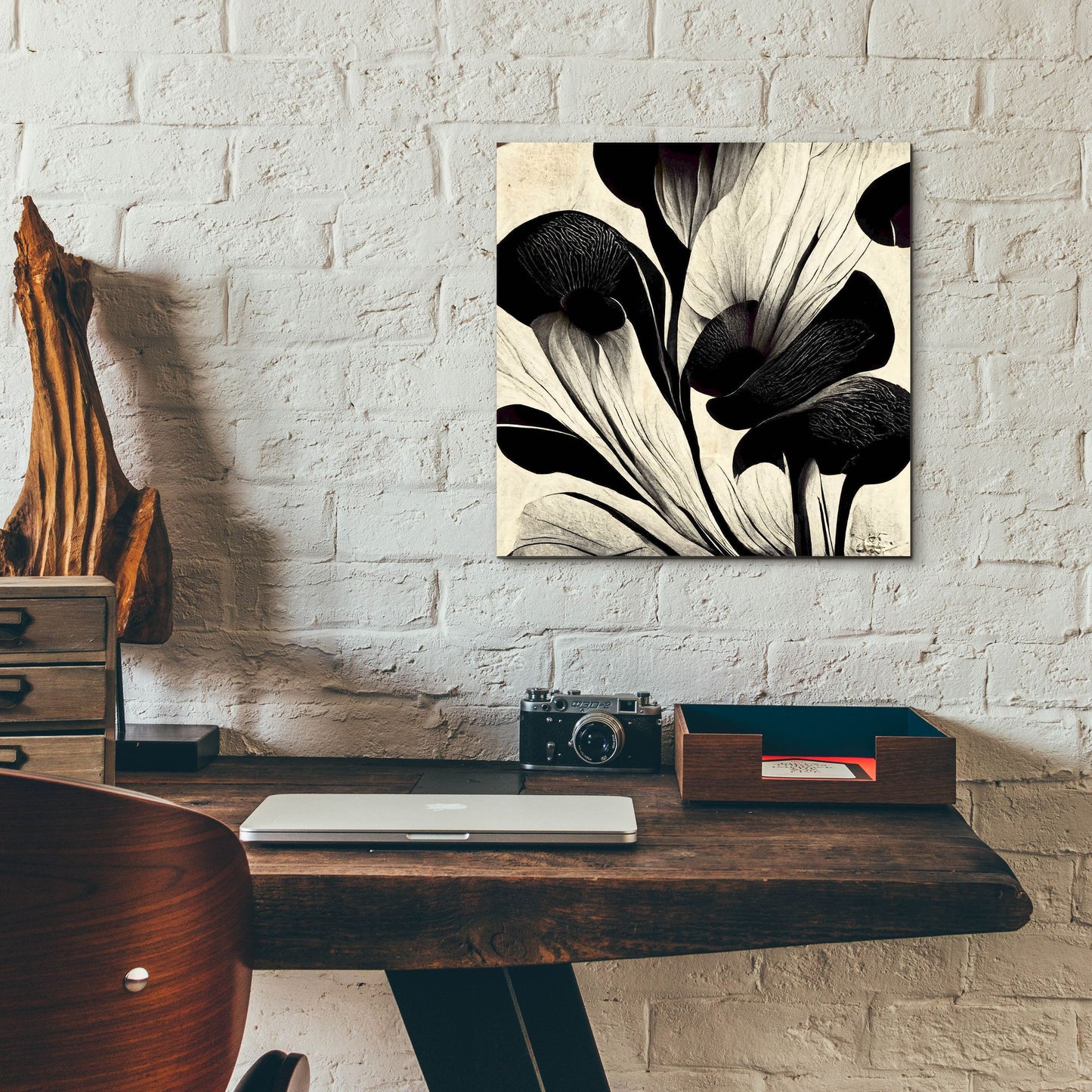 Epic Art 'Flowers Black White 27' by Ray Heere, Acrylic Glass Wall Art,12x12