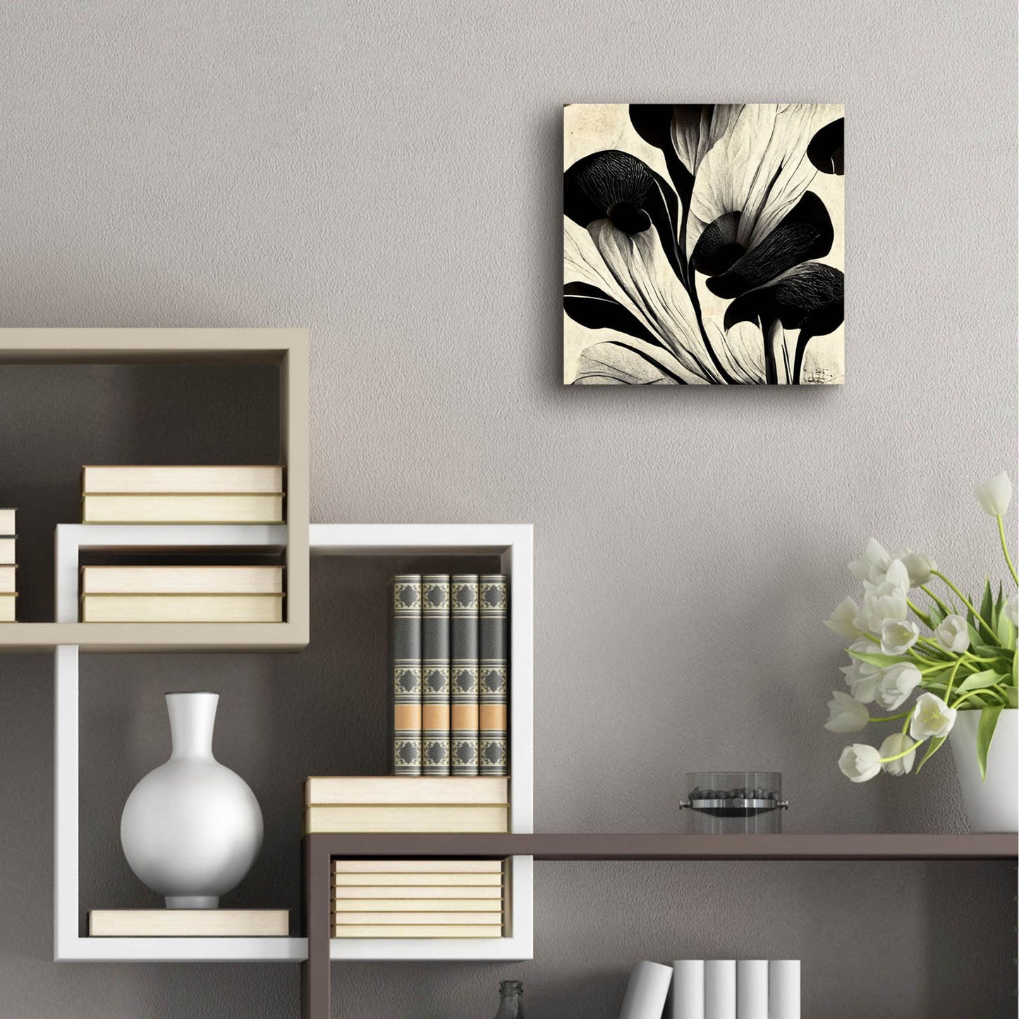 Epic Art 'Flowers Black White 27' by Ray Heere, Acrylic Glass Wall Art,12x12