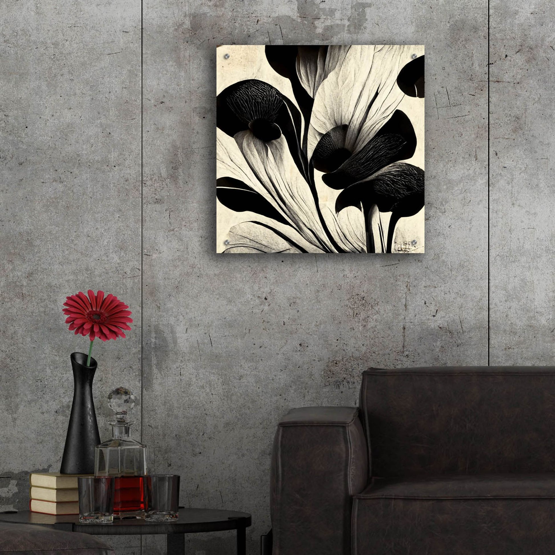 Epic Art 'Flowers Black White 27' by Ray Heere, Acrylic Glass Wall Art,24x24