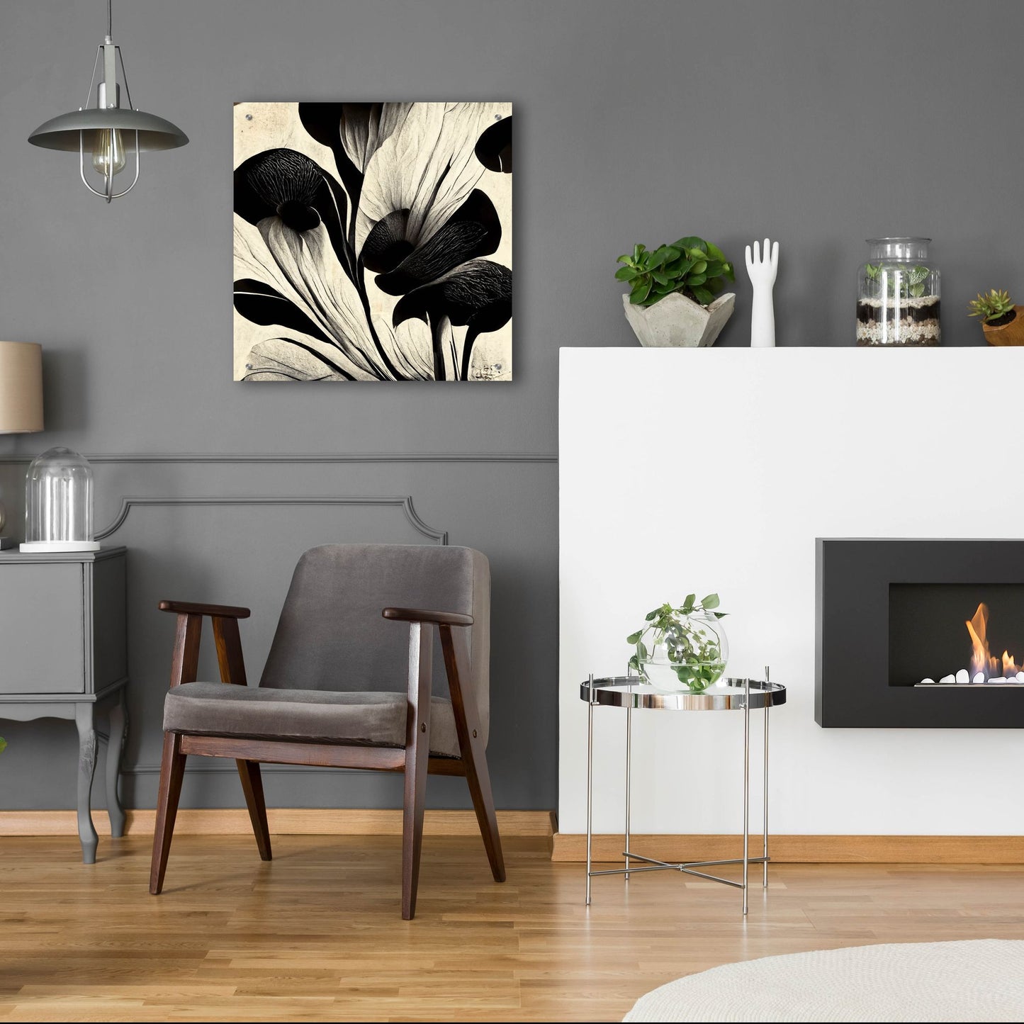 Epic Art 'Flowers Black White 27' by Ray Heere, Acrylic Glass Wall Art,24x24