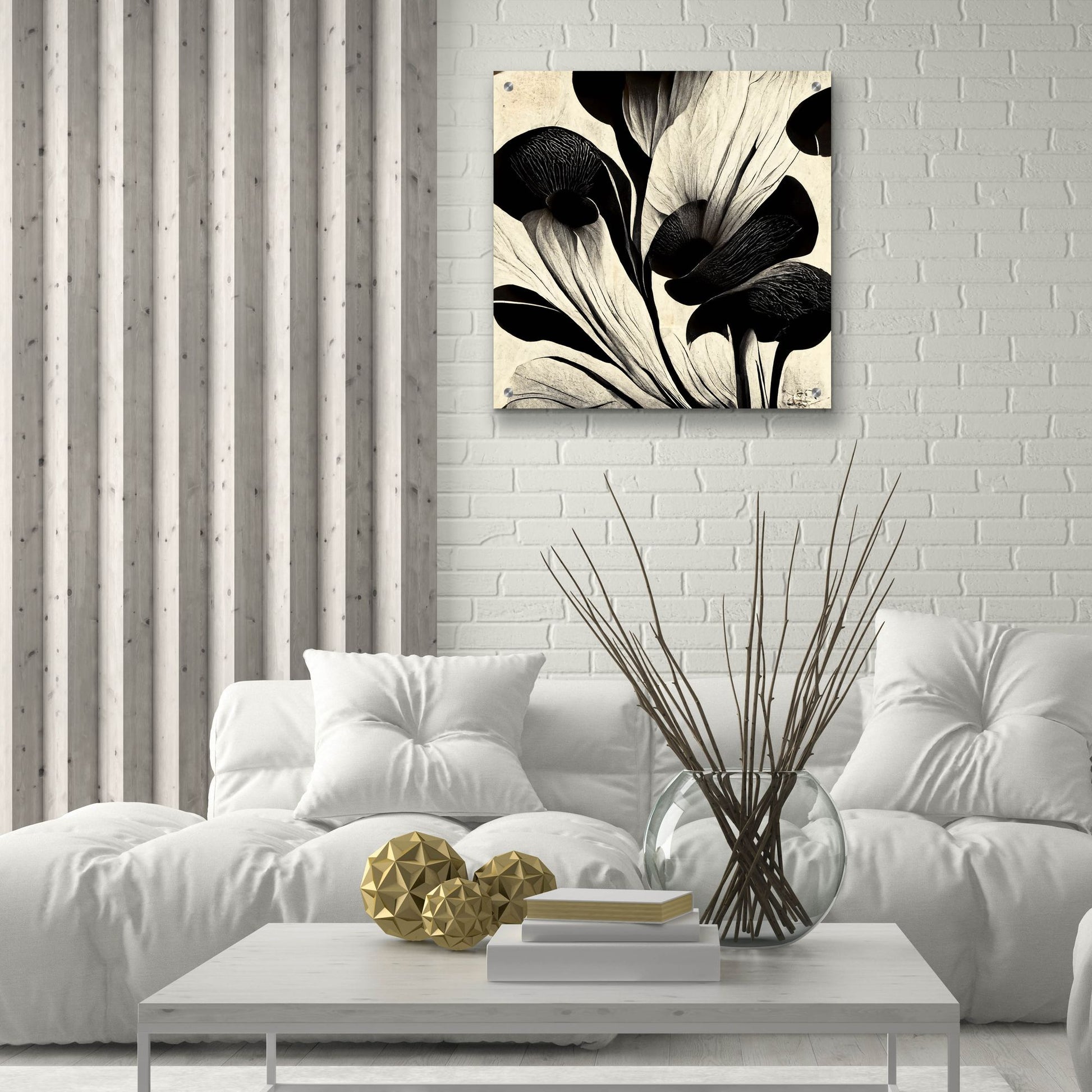 Epic Art 'Flowers Black White 27' by Ray Heere, Acrylic Glass Wall Art,24x24