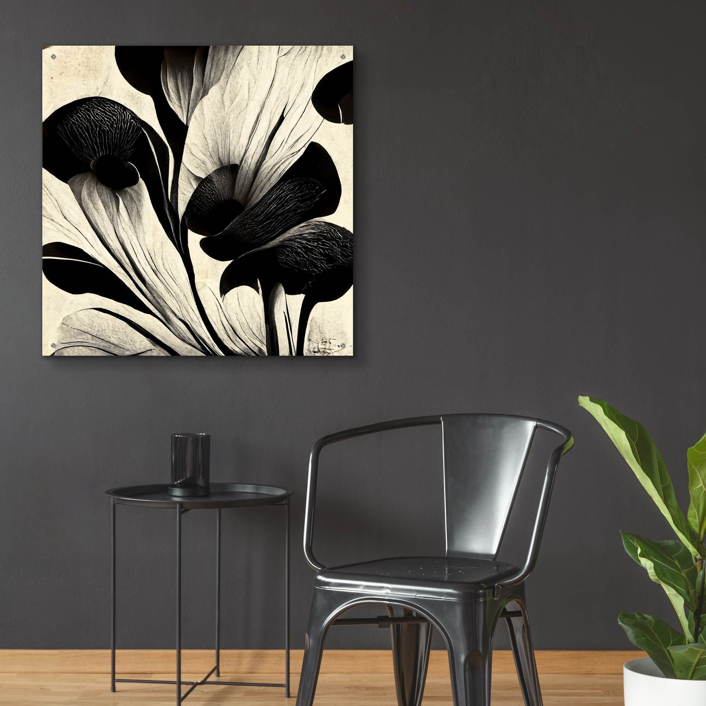 Epic Art 'Flowers Black White 27' by Ray Heere, Acrylic Glass Wall Art,36x36