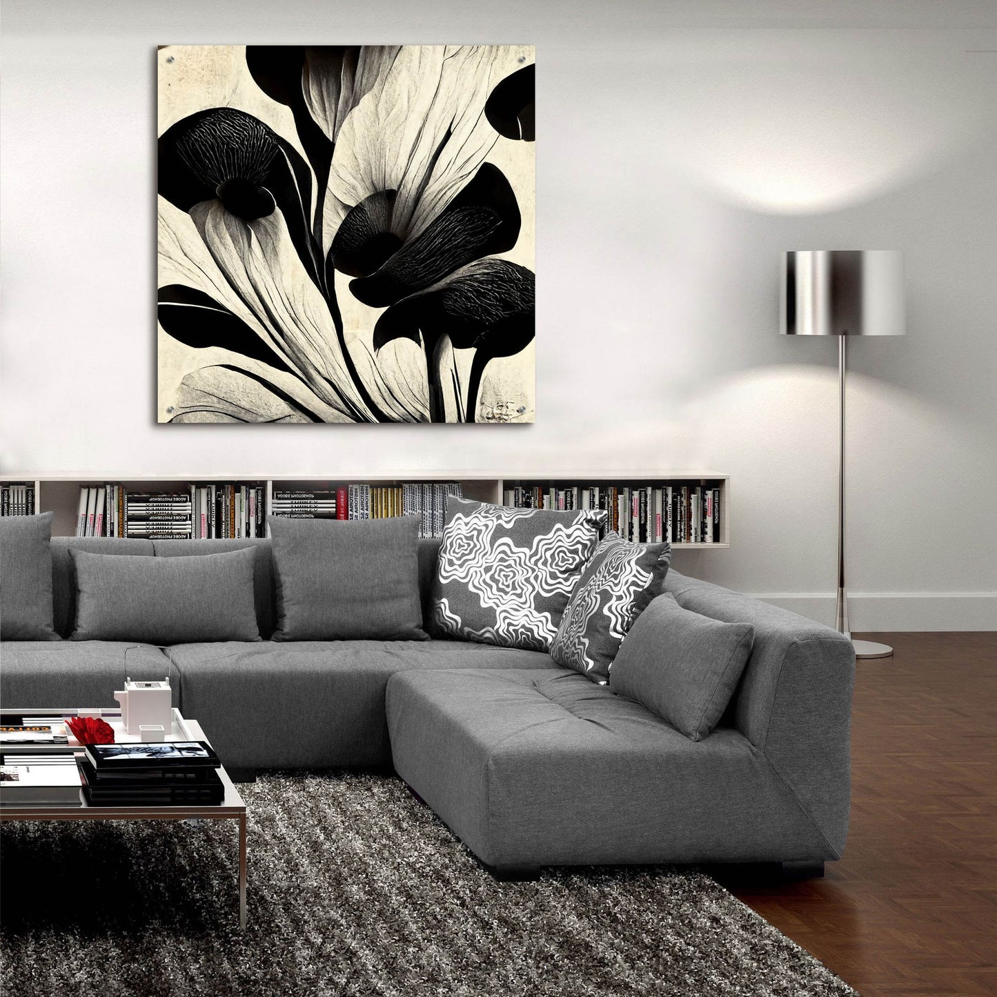 Epic Art 'Flowers Black White 27' by Ray Heere, Acrylic Glass Wall Art,36x36