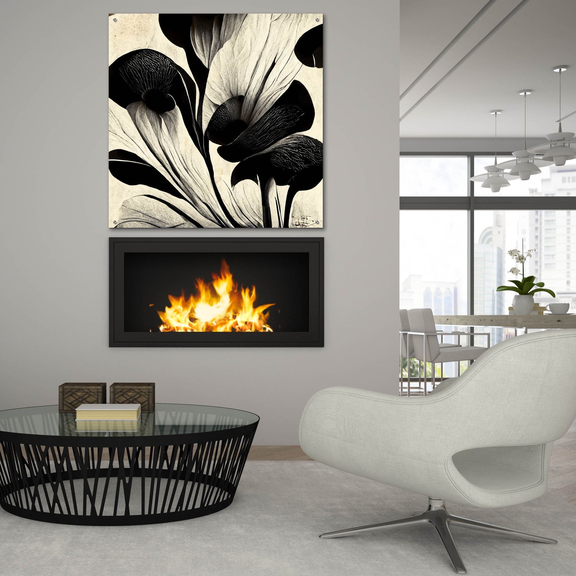 Epic Art 'Flowers Black White 27' by Ray Heere, Acrylic Glass Wall Art,36x36