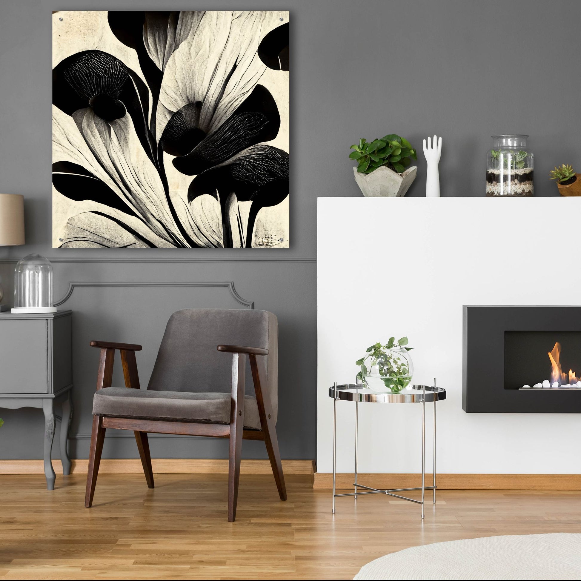 Epic Art 'Flowers Black White 27' by Ray Heere, Acrylic Glass Wall Art,36x36