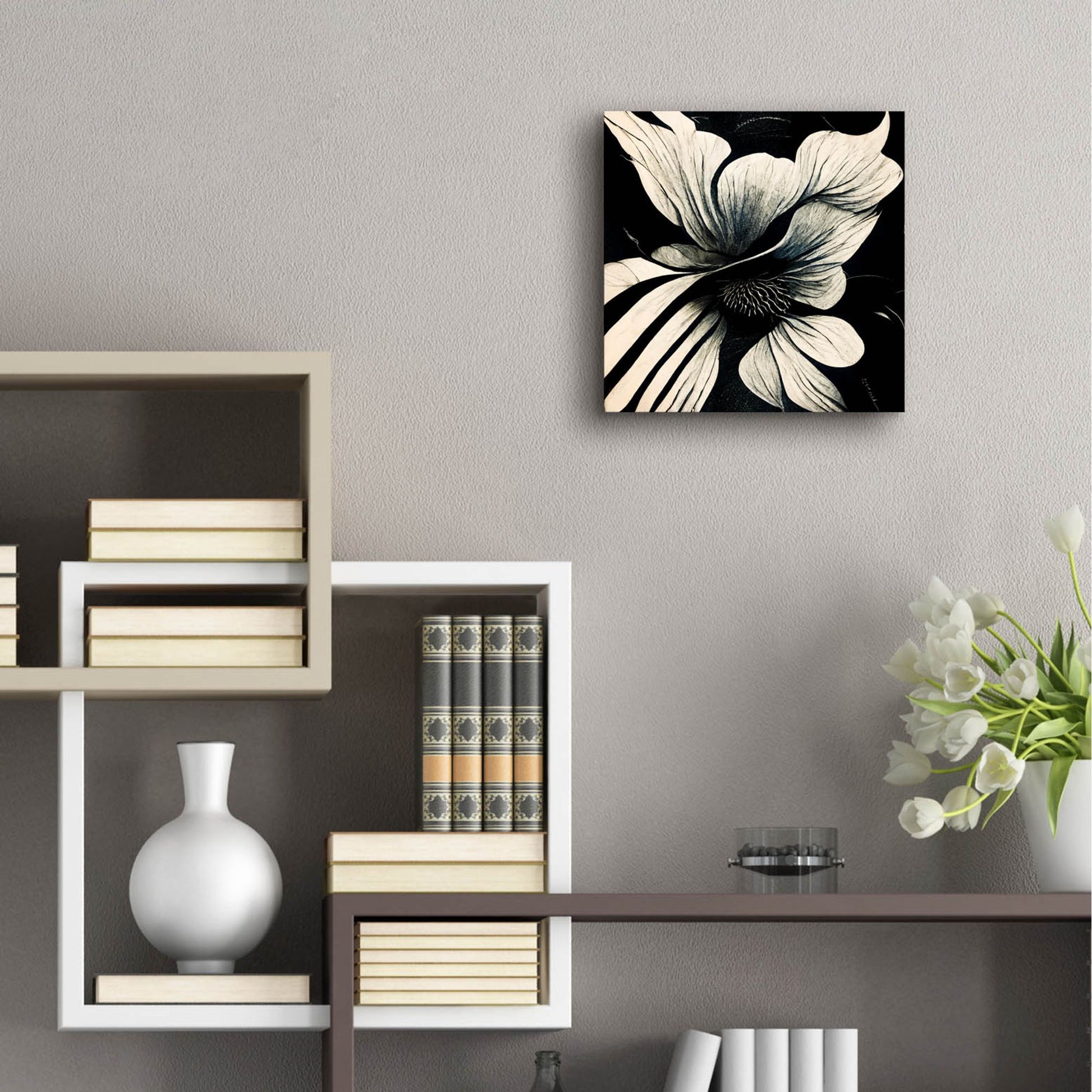 Epic Art 'Flowers Black White 28' by Ray Heere, Acrylic Glass Wall Art,12x12