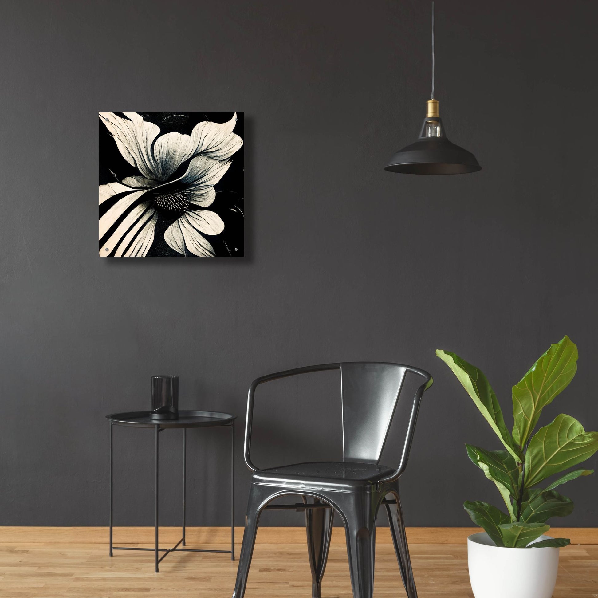 Epic Art 'Flowers Black White 28' by Ray Heere, Acrylic Glass Wall Art,24x24