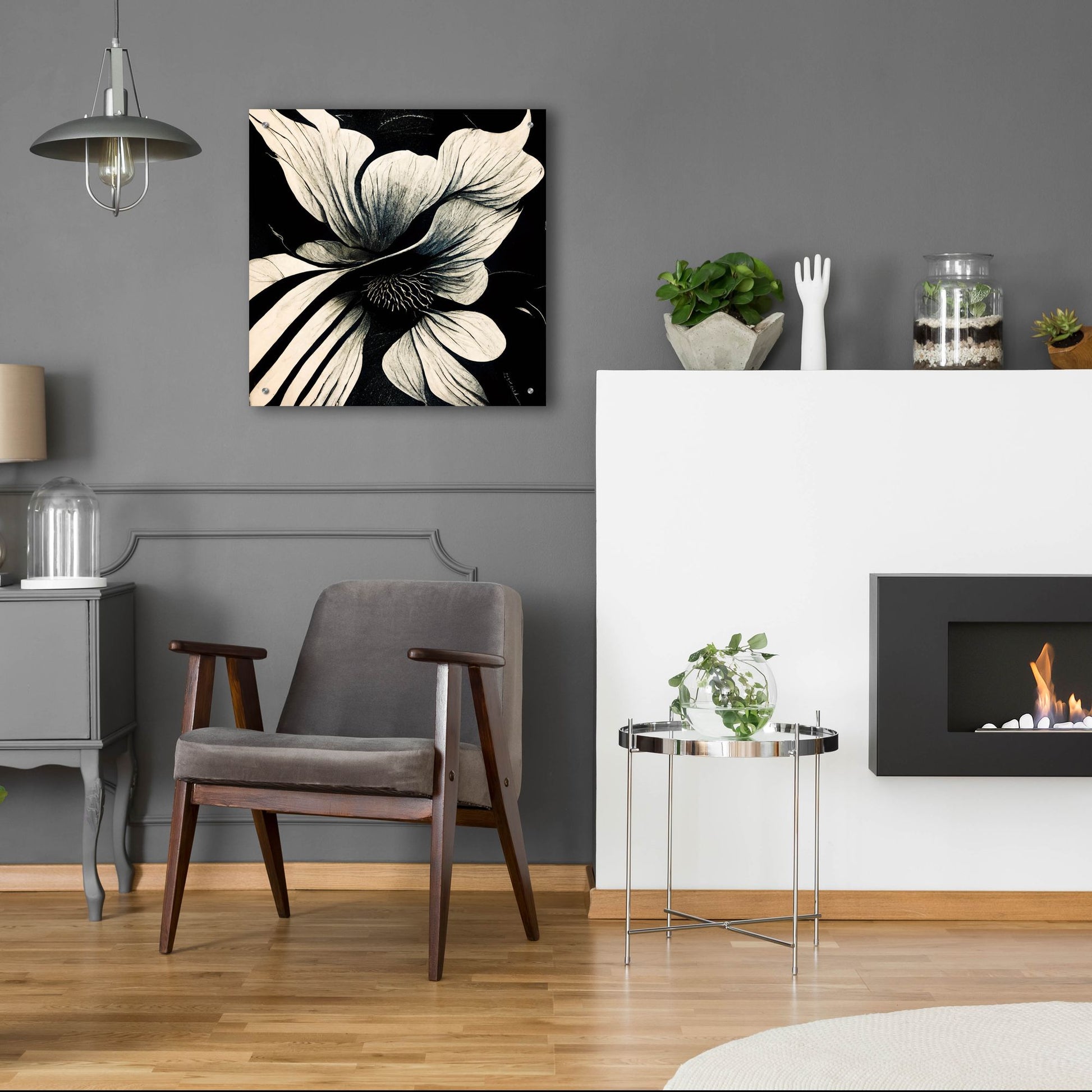 Epic Art 'Flowers Black White 28' by Ray Heere, Acrylic Glass Wall Art,24x24